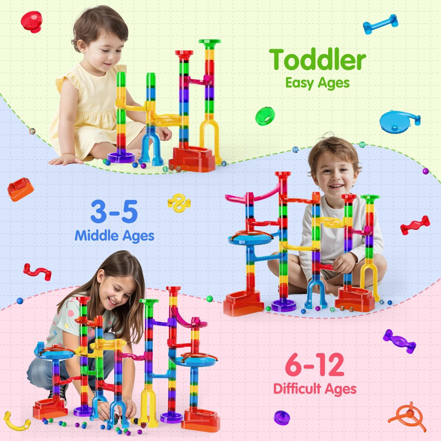 Ifollower Marble Run, 150Pcs Mable Track Race Toys for Kid, Upgrade Marble Maze