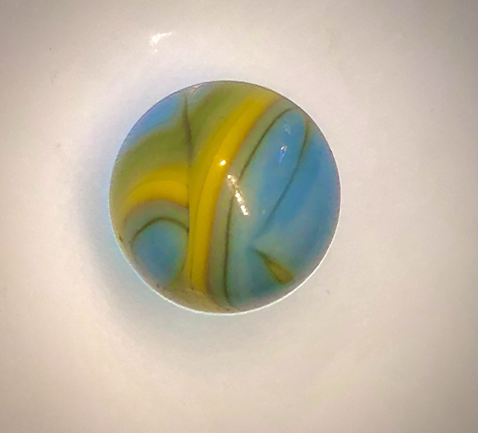 Beautiful Vintage Christensen Agate Co. Swirl Marble blue and yellow