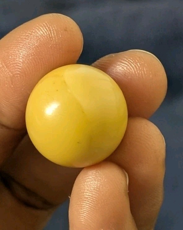 Cadmium Glass UV Reactive Pontil UNIQUE Yellow Swirl Opaque Handmade Marble .70