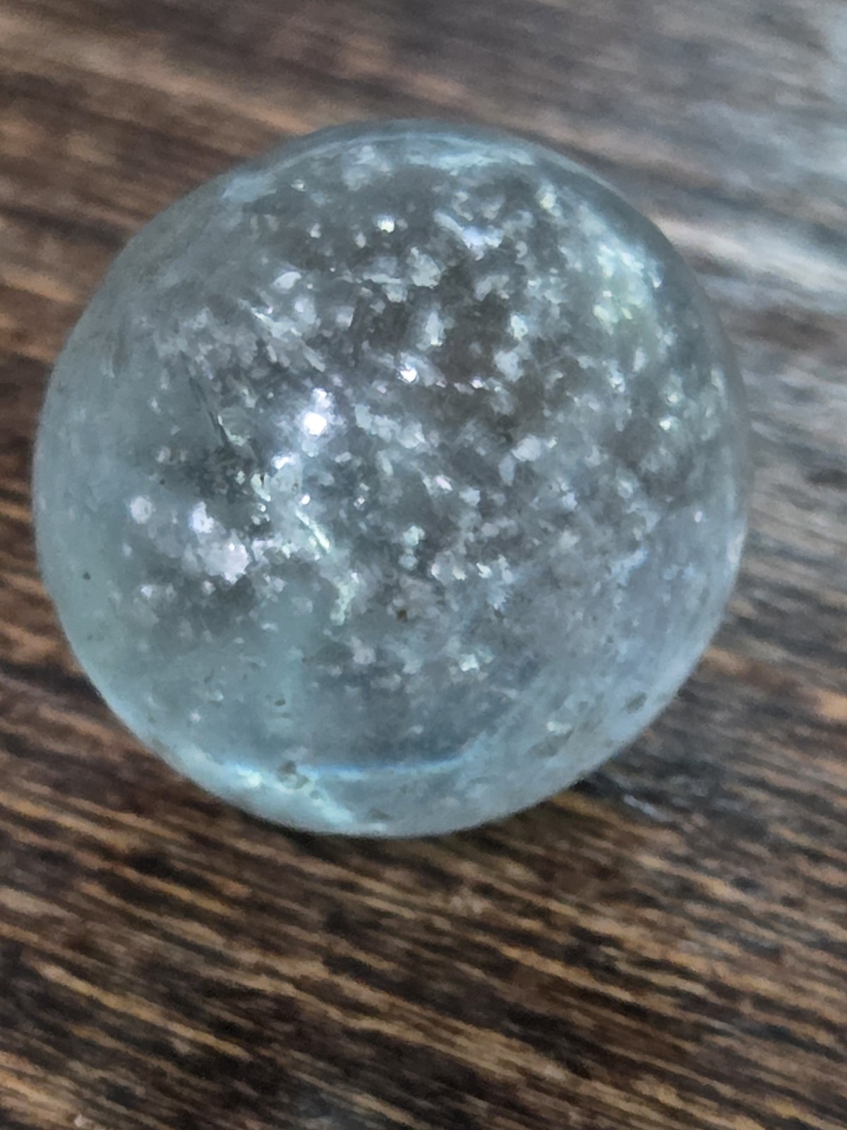 .91″ Vintage German Handmade Mica Marble Clear