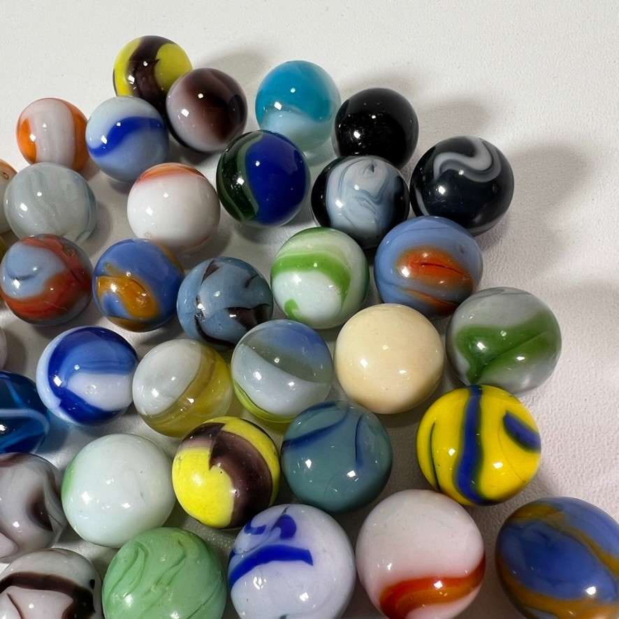 Vintage Akro Agate Swirl Glass Marbles Mixed Lot of (45x)