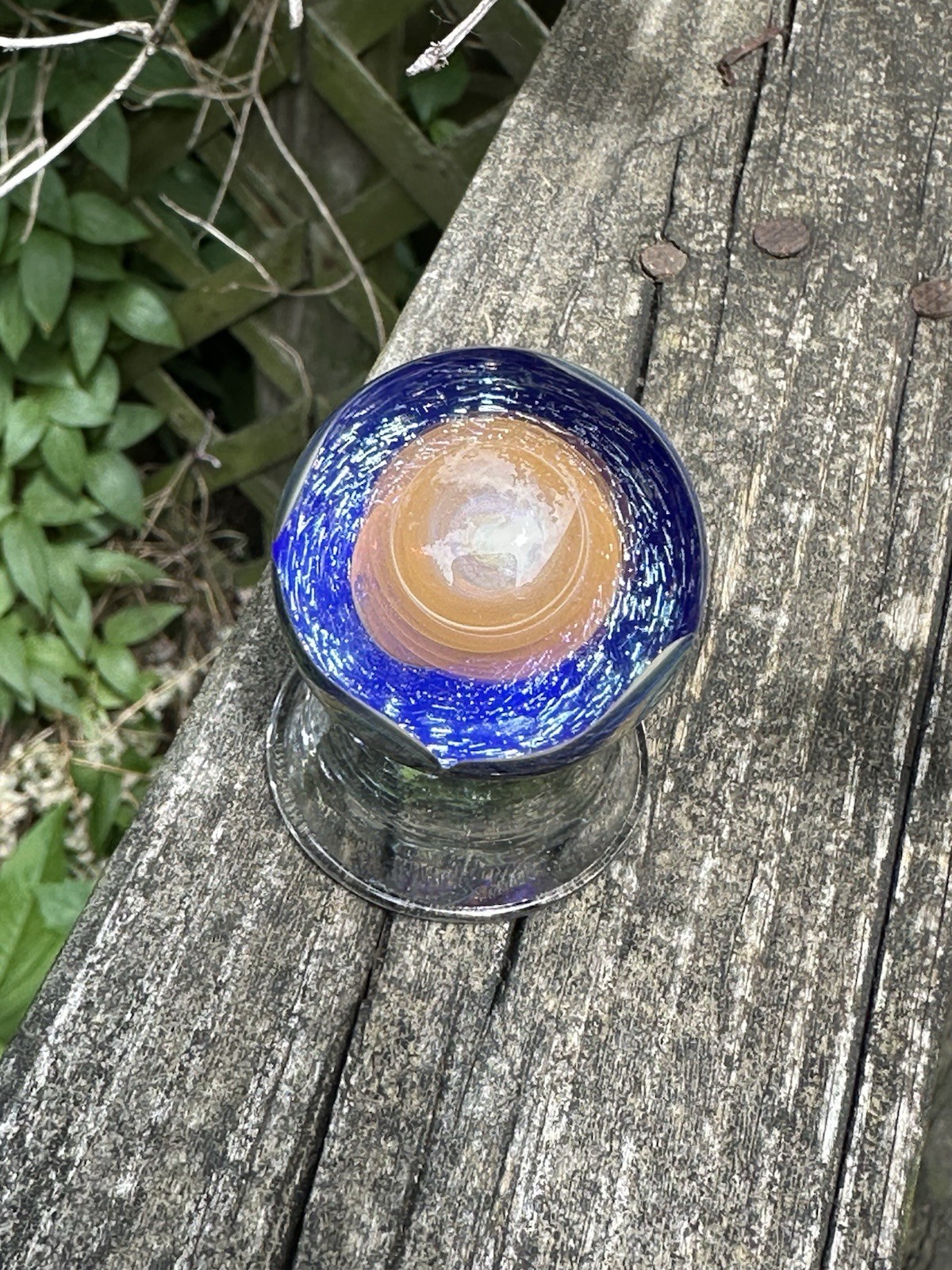 Juba Glass Handmade Marble 1.65″ Boro Lampwork Art 24K Gold and Silver Fume