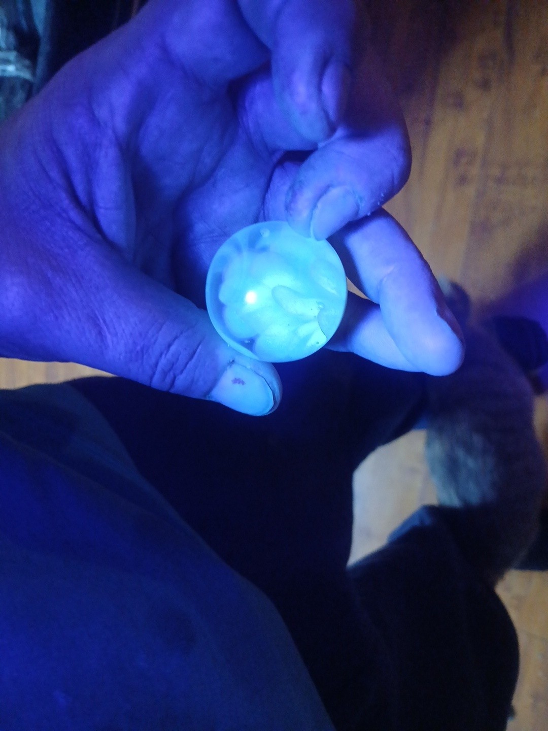 1 1/4 Inch Blu V Fumed Marble Fully Imploaded All The Way Through Marble .