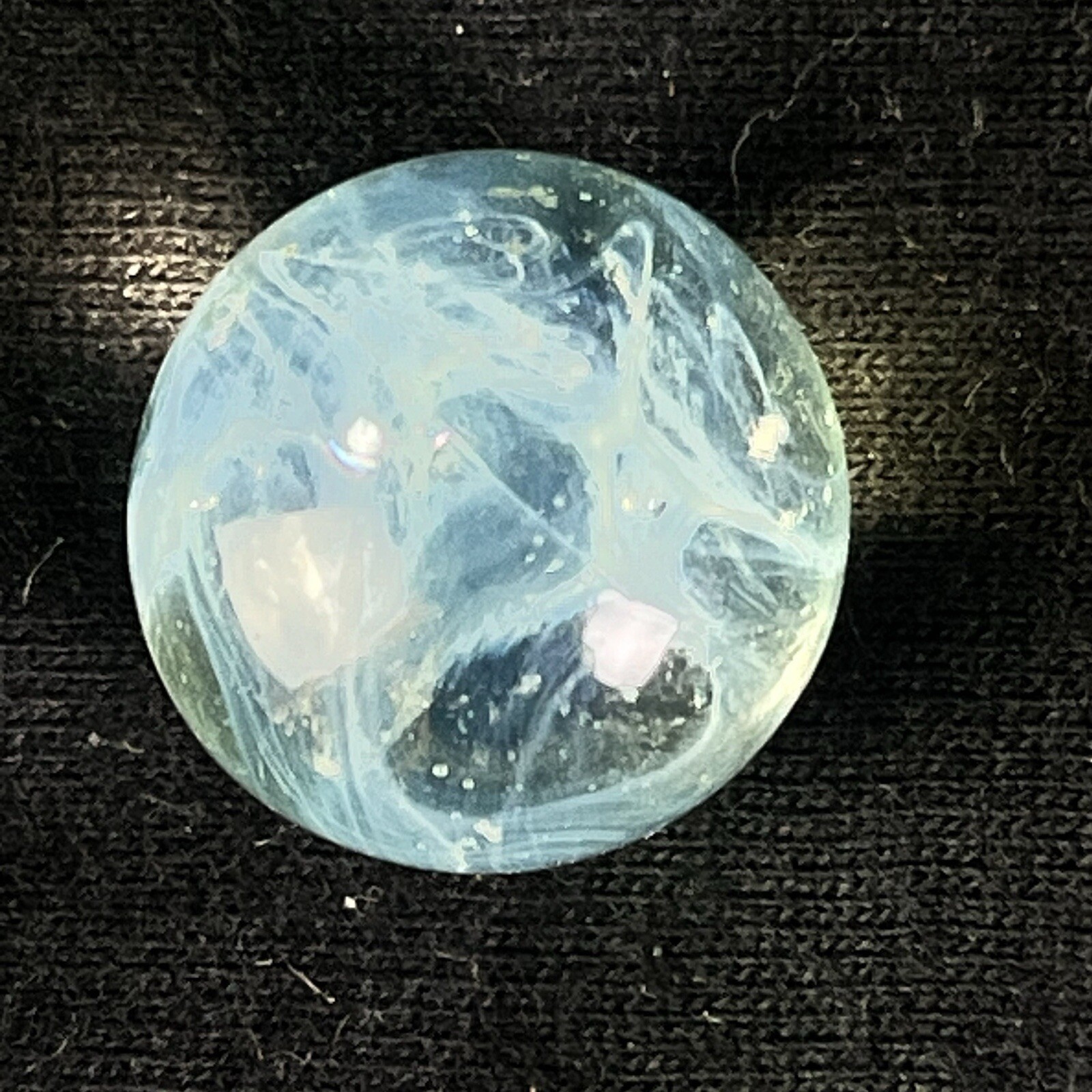 Vintage Akro Agate Peltier Art Swirl Glass Marble .65” Clear Light Blue