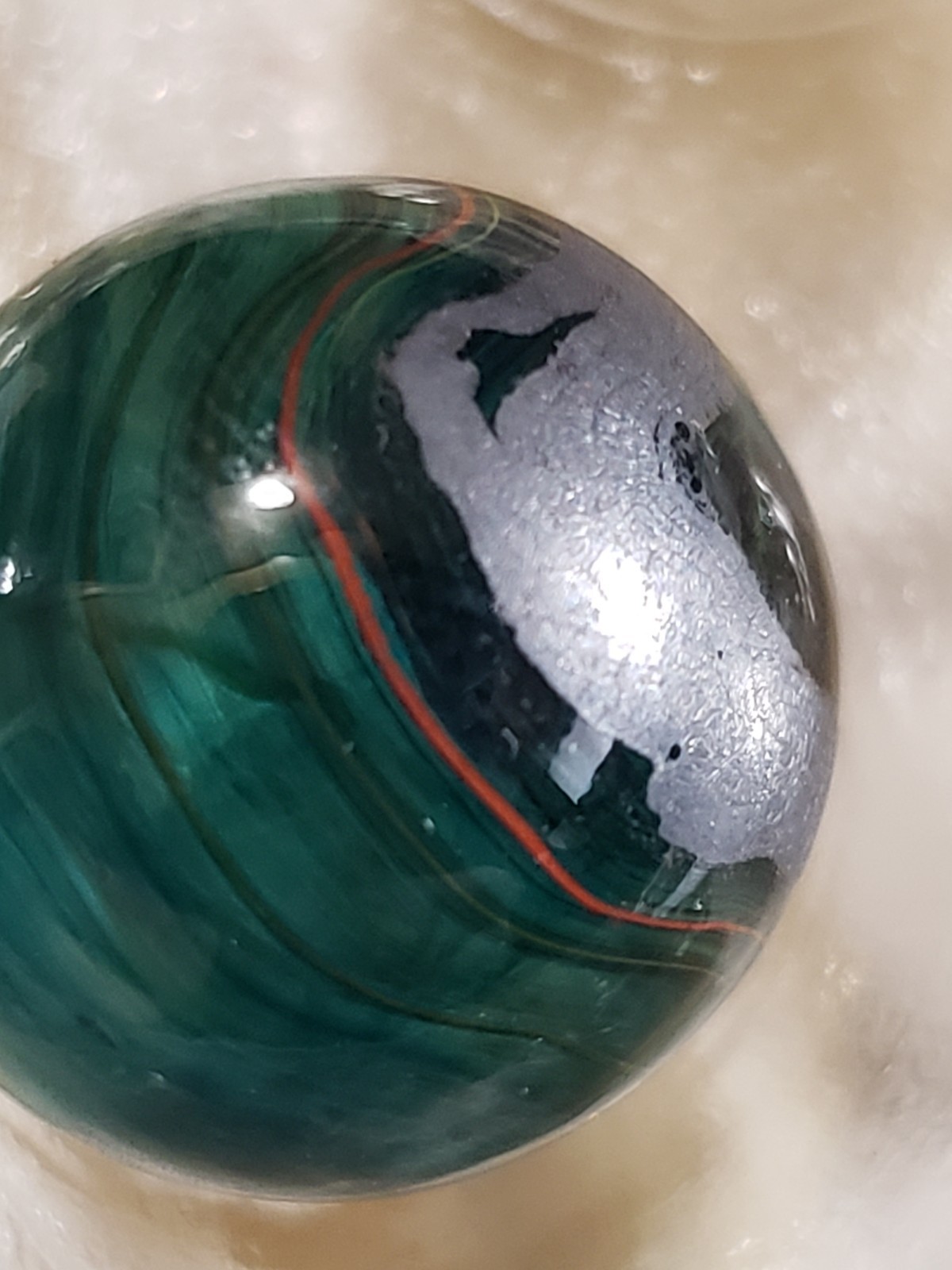 RARE EARLY Akro Agate Blue Bubble Base METALIC 9 OXBLOOD HYBRID WET MINT SZ 5/8