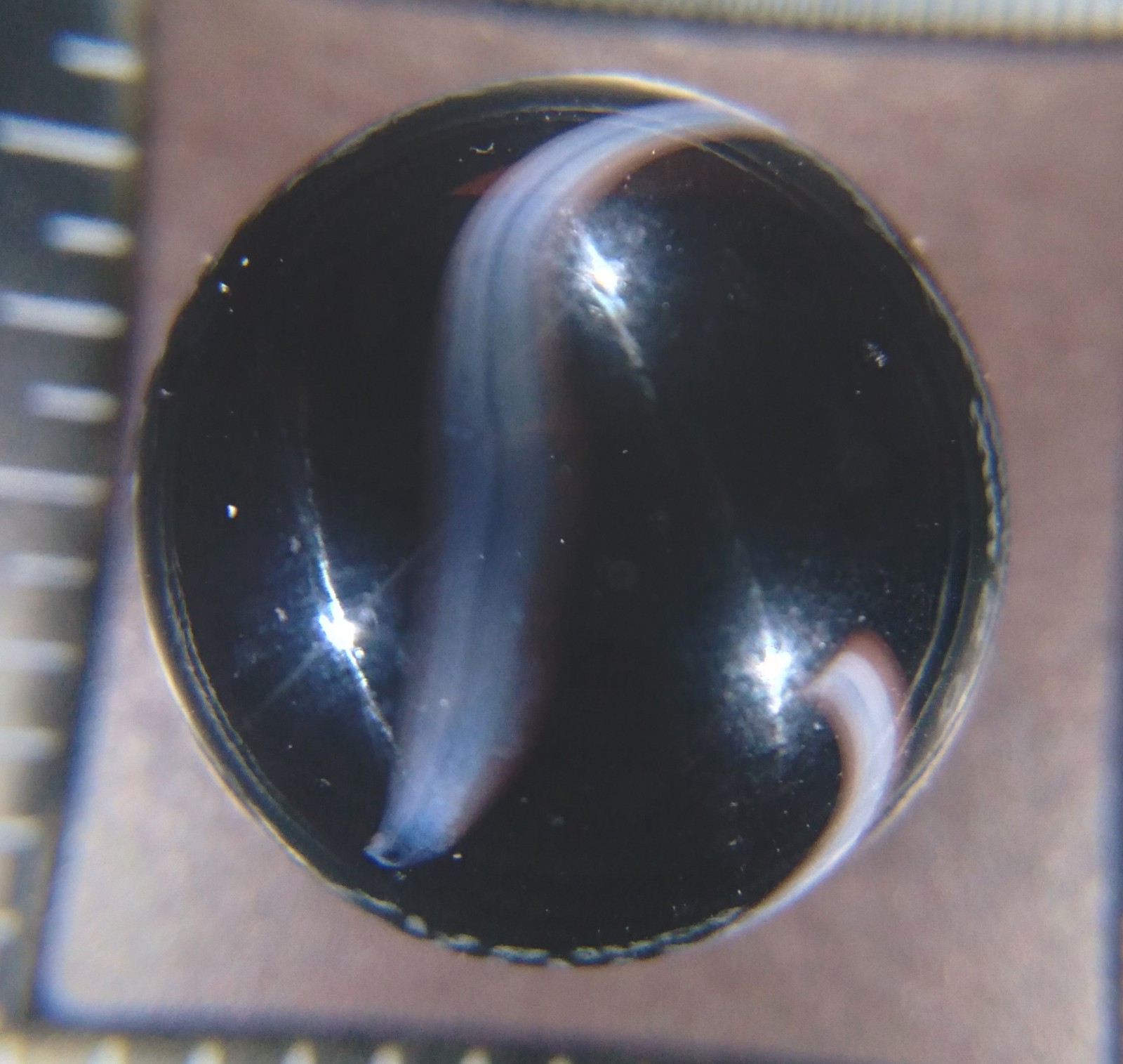 Antique Marbles .65 Ravenswood or Other WVS Opaque Black Blue Tan Ribbon