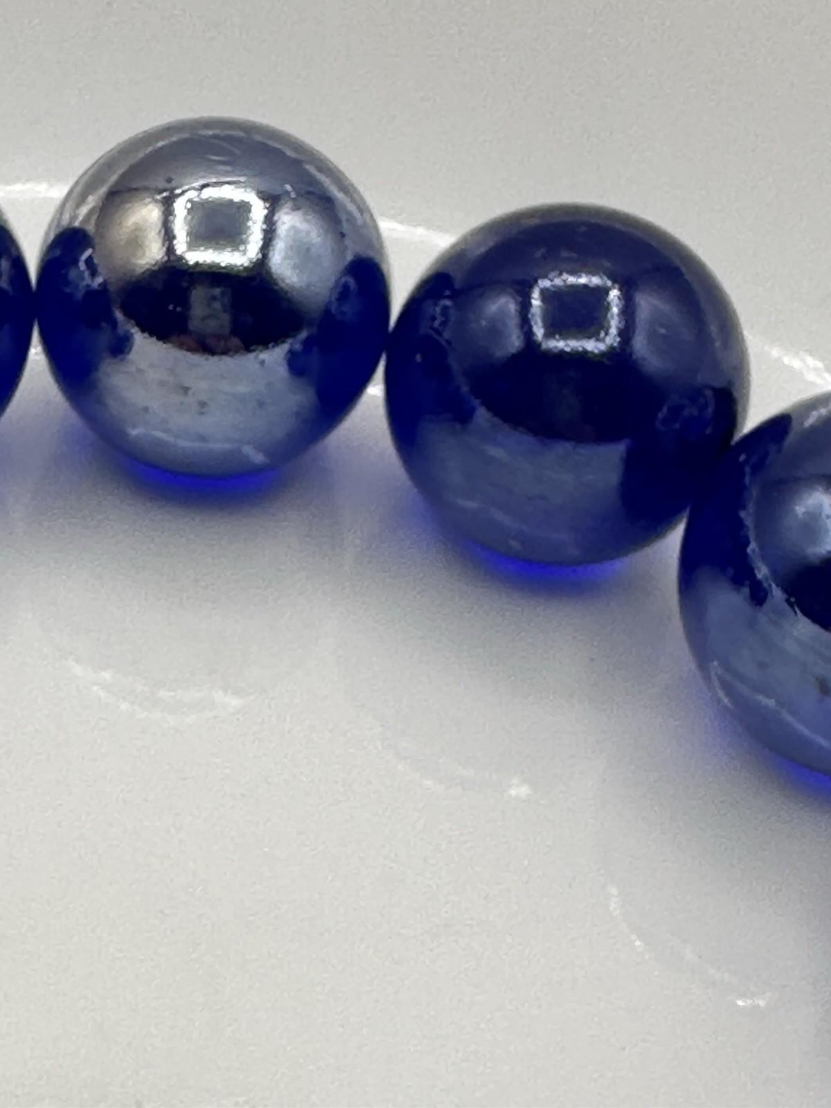 Cobalt Blue Iridescent Marble Lot 7 Medium 5 Large And 19 Small Confetti