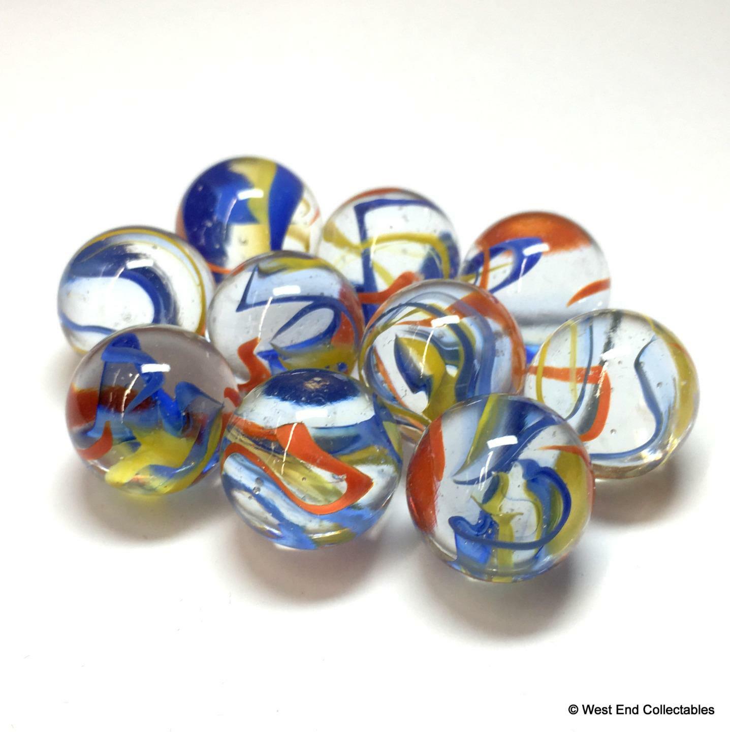 10 x Stunning Rainbow Spaghetti Swirl Small 16mm Glass Toy Marbles in Gift Bag