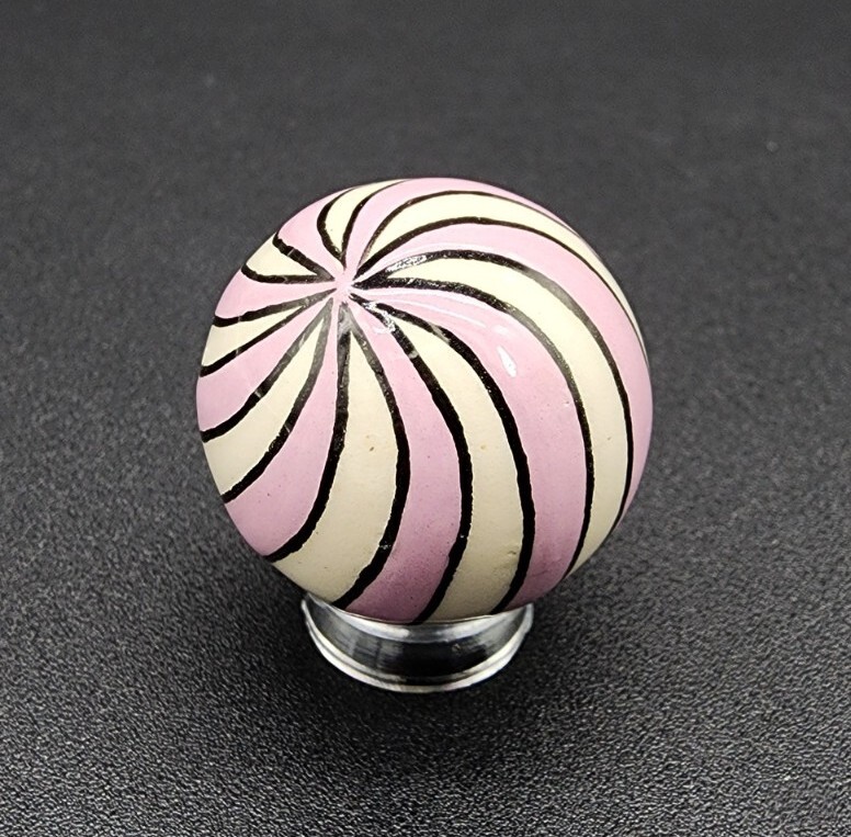 Nadine MacDonald Hand Painted Pottery Clay Marble Spiral Striped 1.12″ Swirled