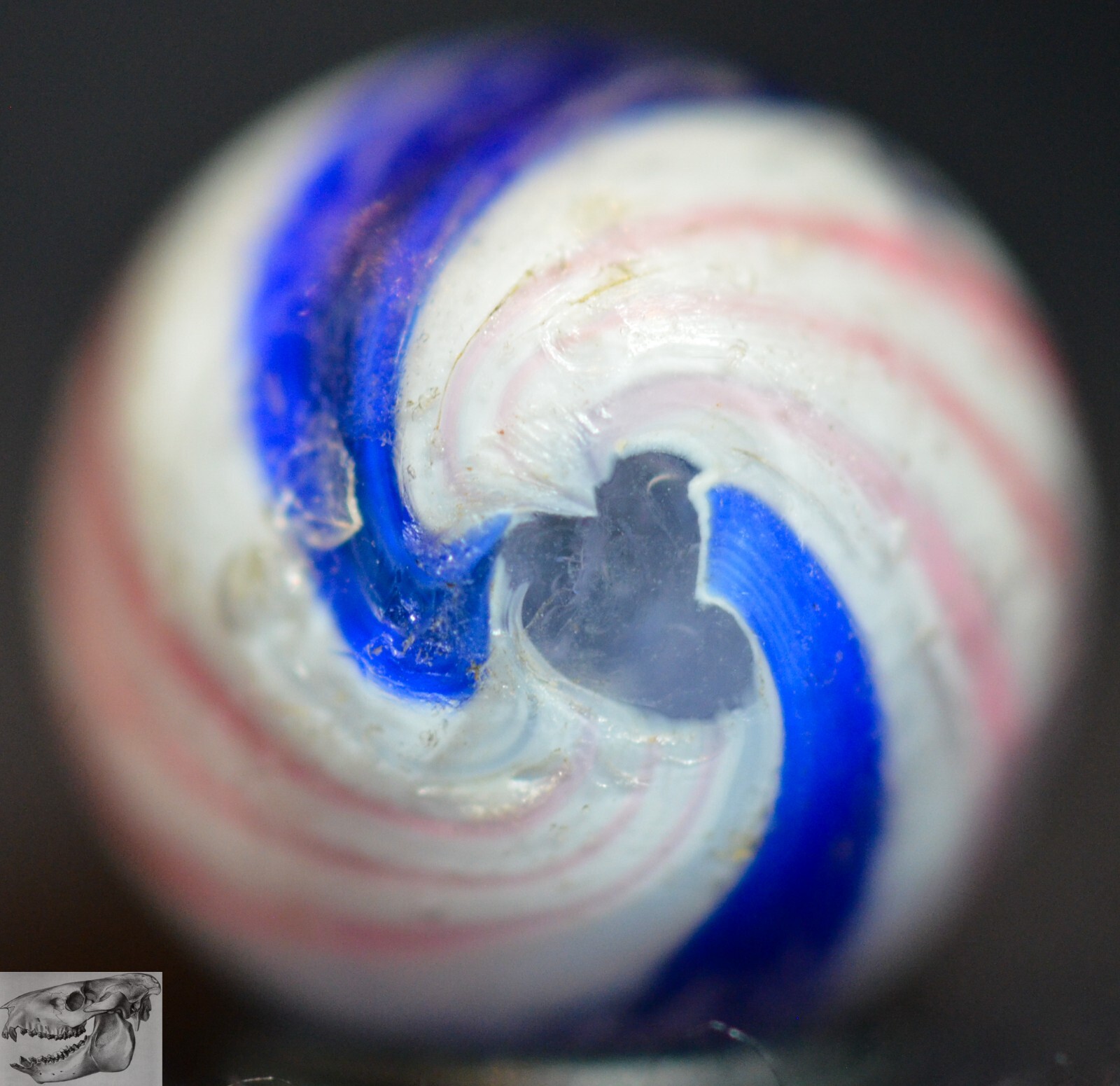 Handmade Peppermint Swirl Marble, 17/32 in, Good+, Germany 1860-1920, S1033