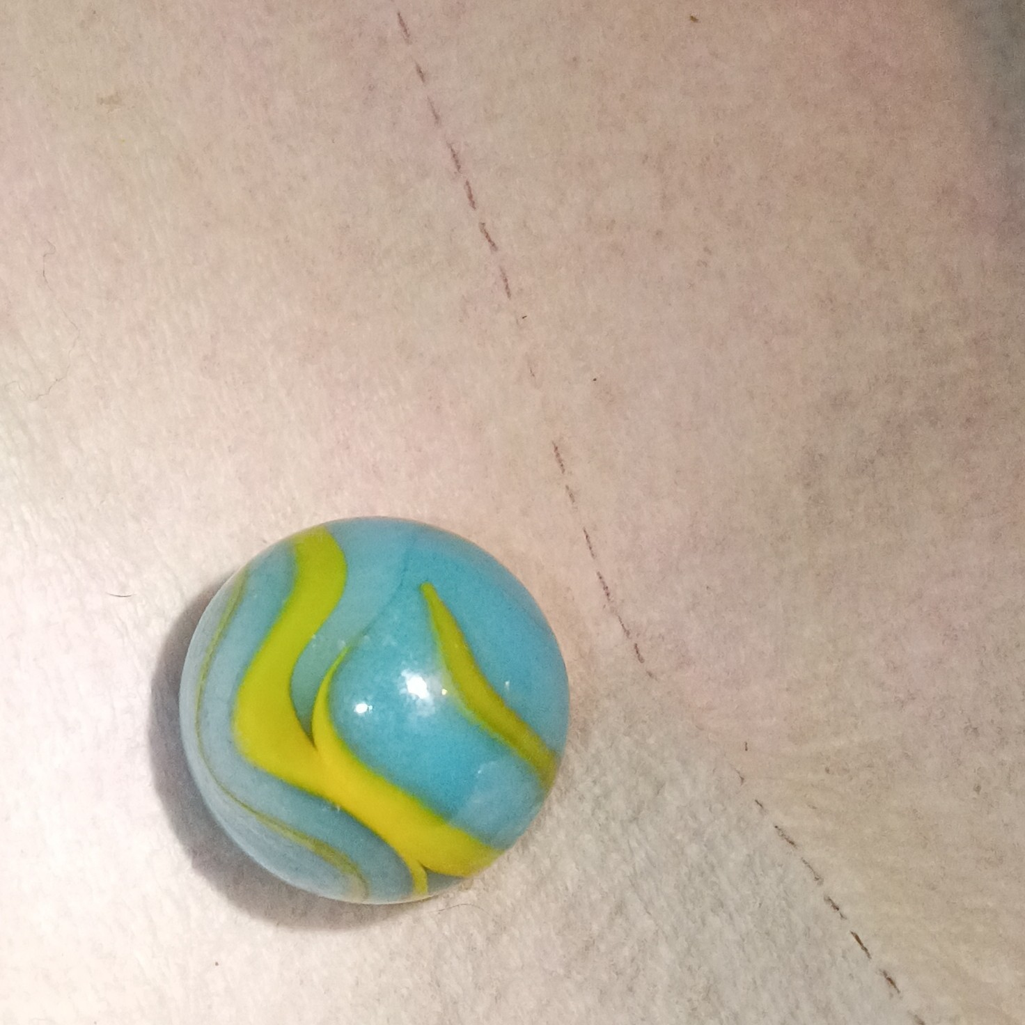 Blue and Yellow Swirl Glass Toy Marble for Ages 4-7 to 17 Years & Up