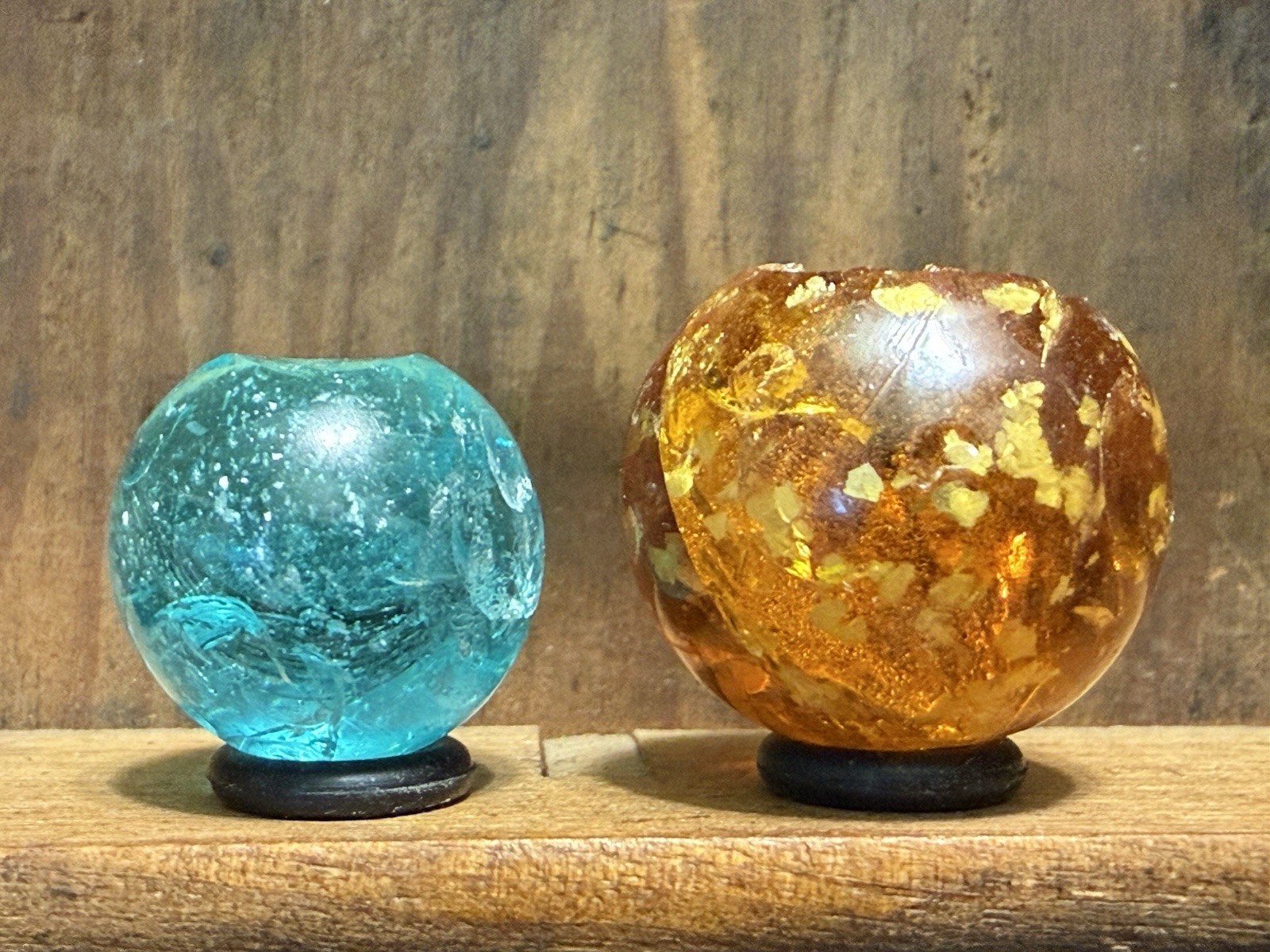 2 Antique Mica Marbles 11/16” & 25/32” Damaged | 211