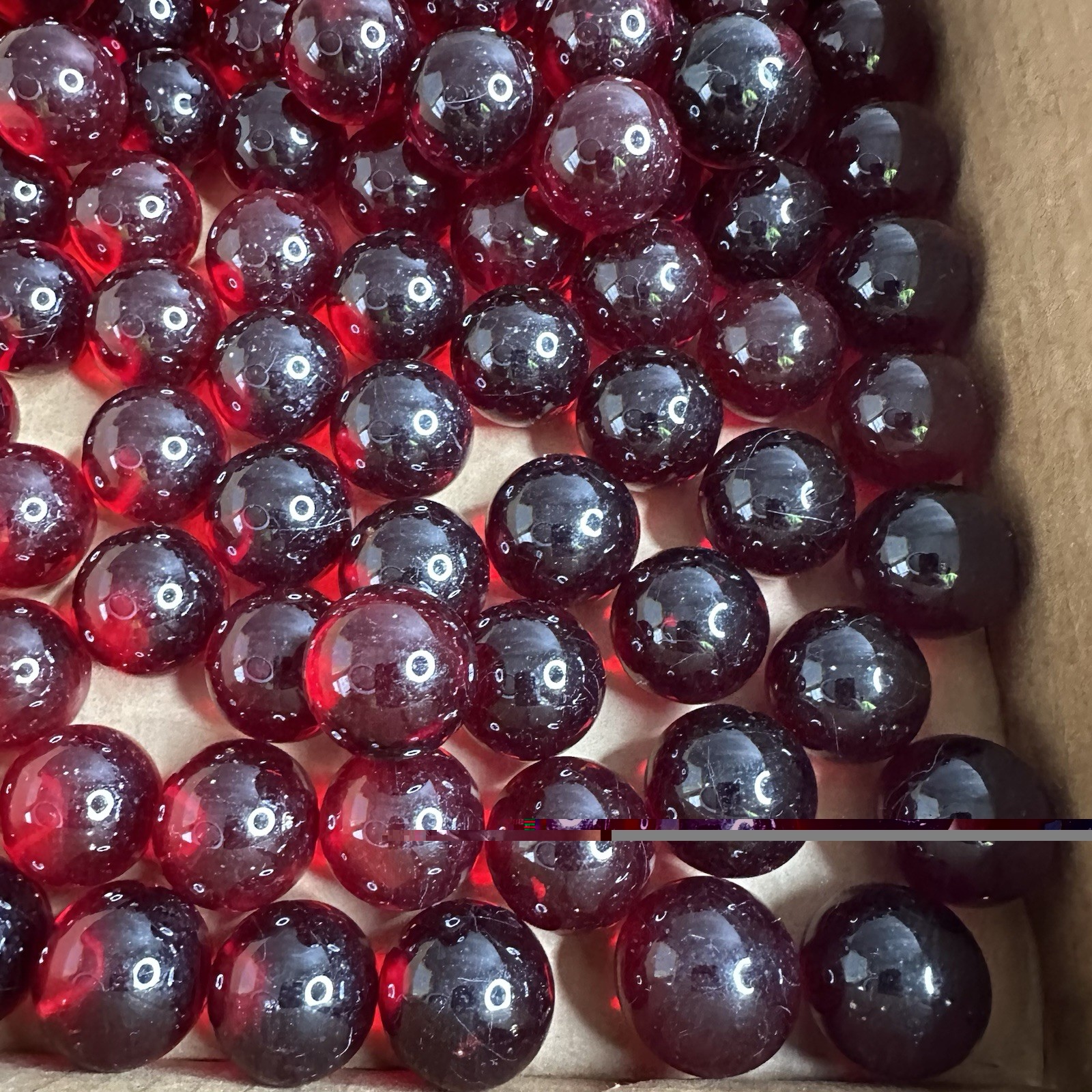 10 Clear Ruby Red Ghostly Cadmium Patch UV Reactive 1″ Larger Shooter Marbles