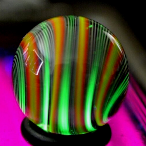BRYAN TRILLAS GLASS MARBLE/.807″-BLACKLIGHT FIERY ZEBRA w/LOBING-WORLDWIDE FAST