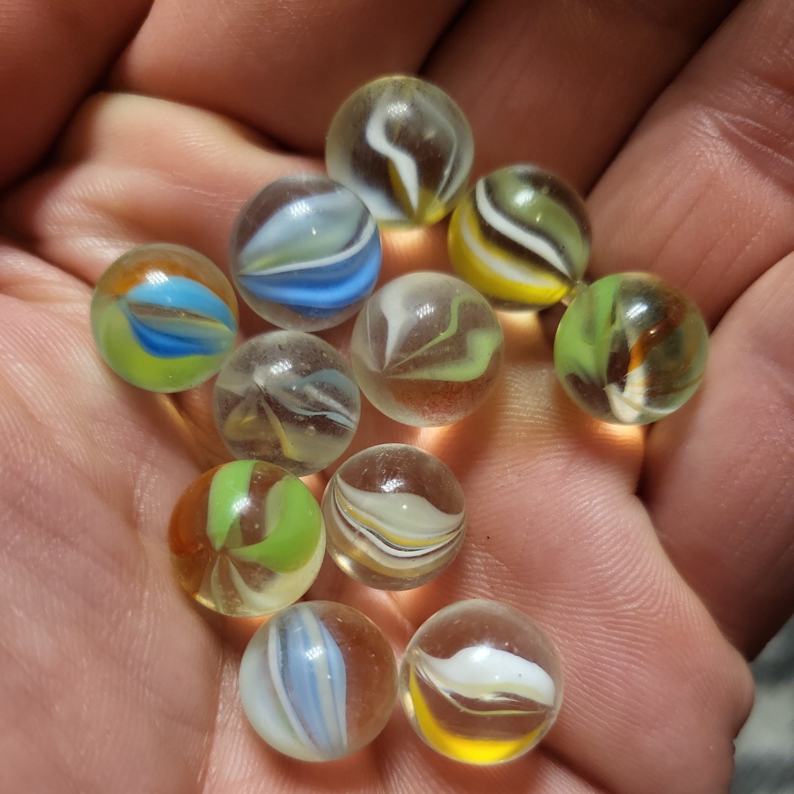 Jar Filled With Vintage Glass Marbles