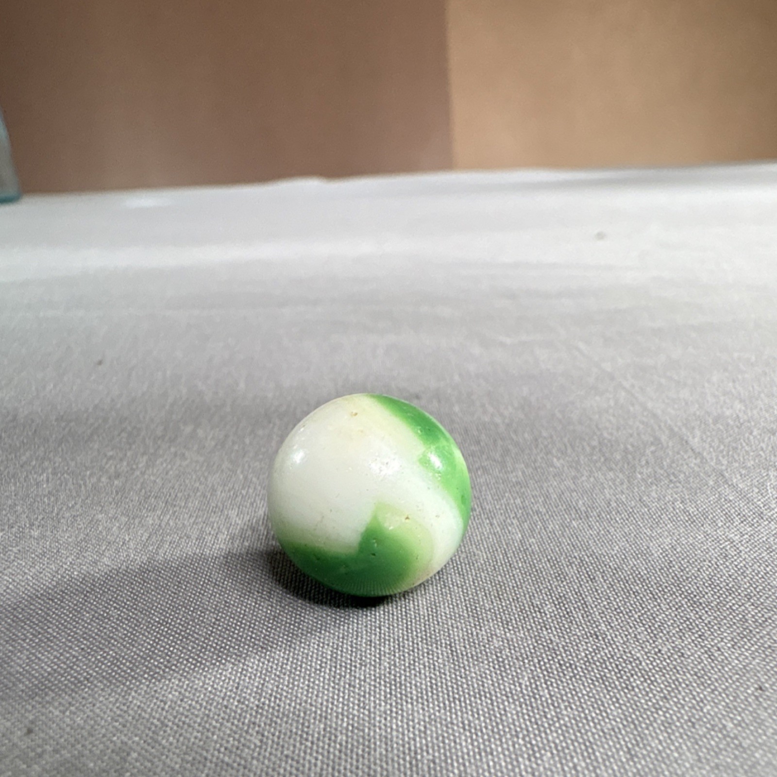 Green & White Swirl Pattern Glass Toy Marble, Swirl Style Single Piece