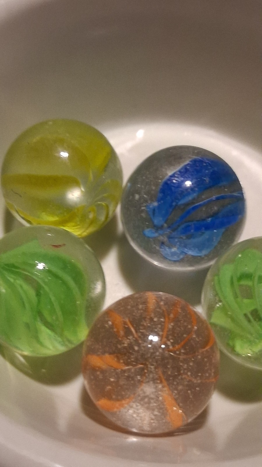 🔥 5 Vintage 6- 8 Vein Cats Eye Marbles Real good Condition