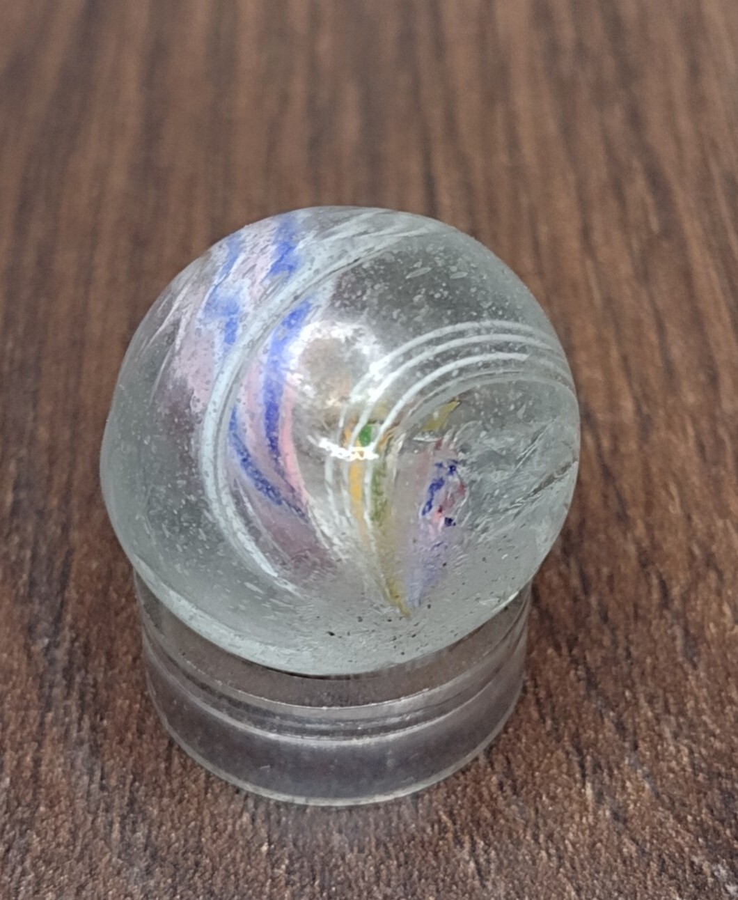 .72″ Sweet 🎂 MultiColor Divided Core Swirl 💎 Handmade Vintage German Marbles