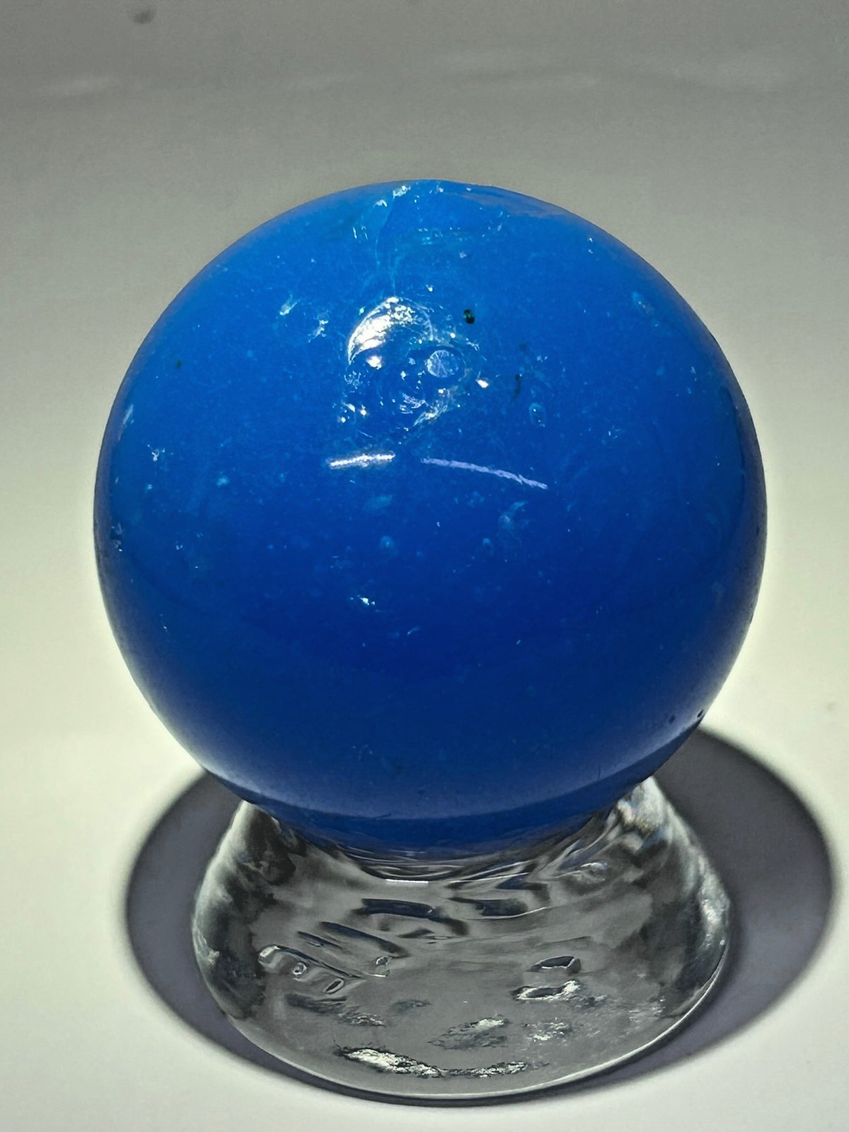 Vintage Christensen Agate Blue Opaque Melon Ball Marble 1-51/64″ NM E3.16