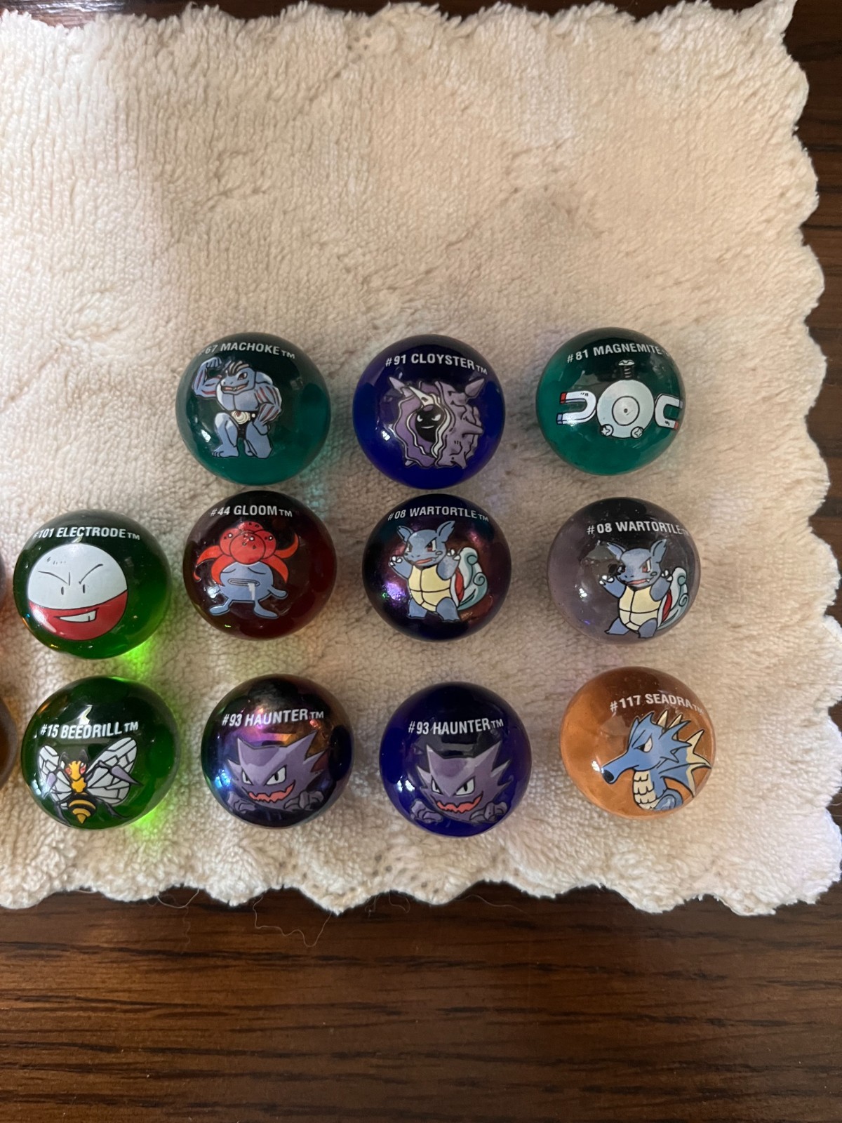 Vintage Pokémon Marble Lot (21) + Dragonite Pouch – 1999 Toy Site / Marble King