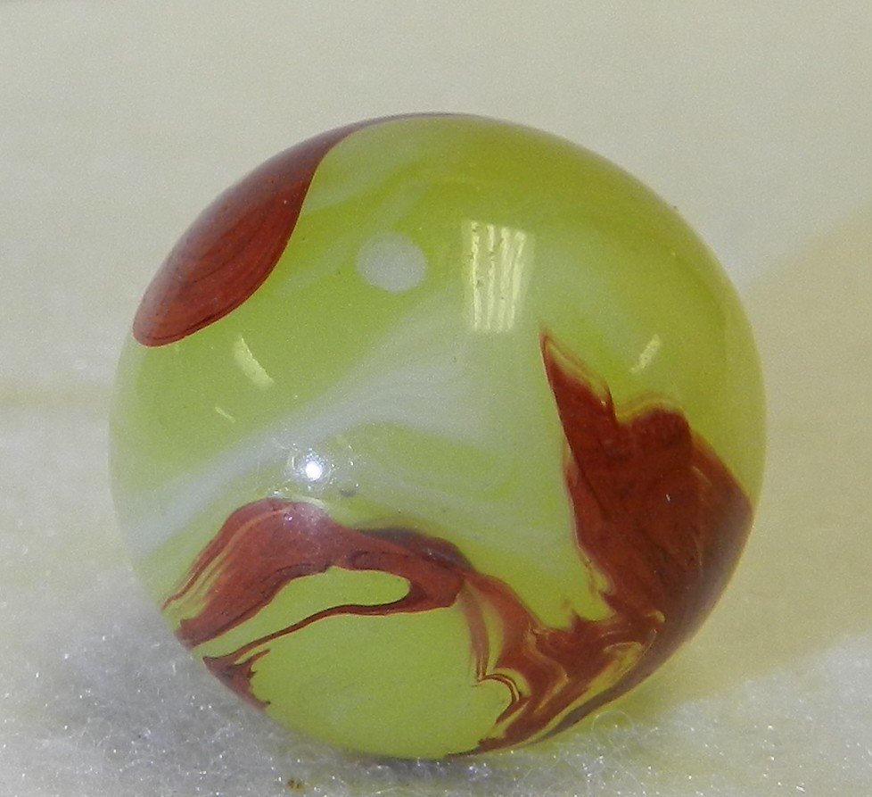 #20321m Large .75 In Vintage Akro Agate Lemonade Oxblood Shooter Marble NM