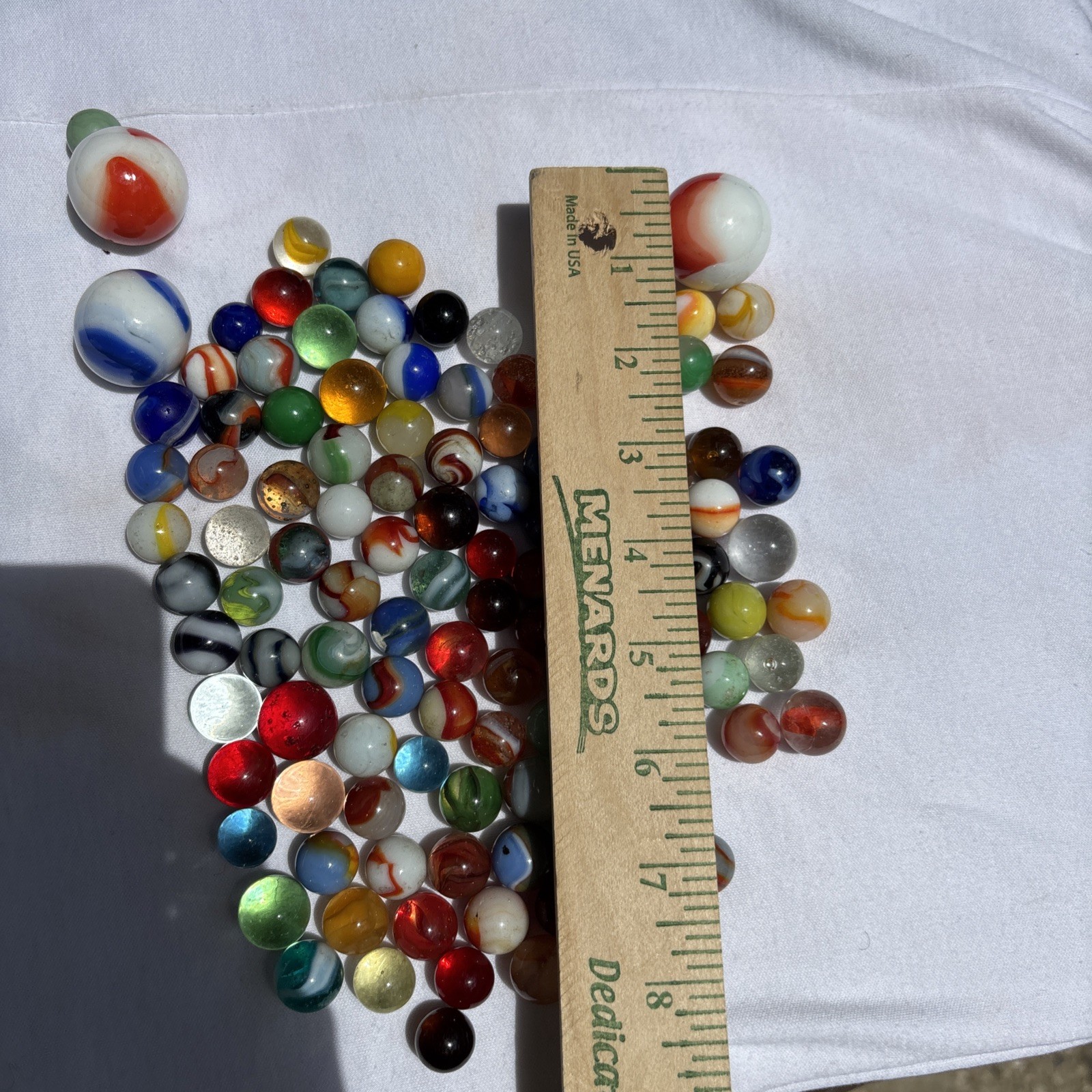 Original Lot Antique Vintage Old Marbles Swirl Blue Green Orange Clear Glass