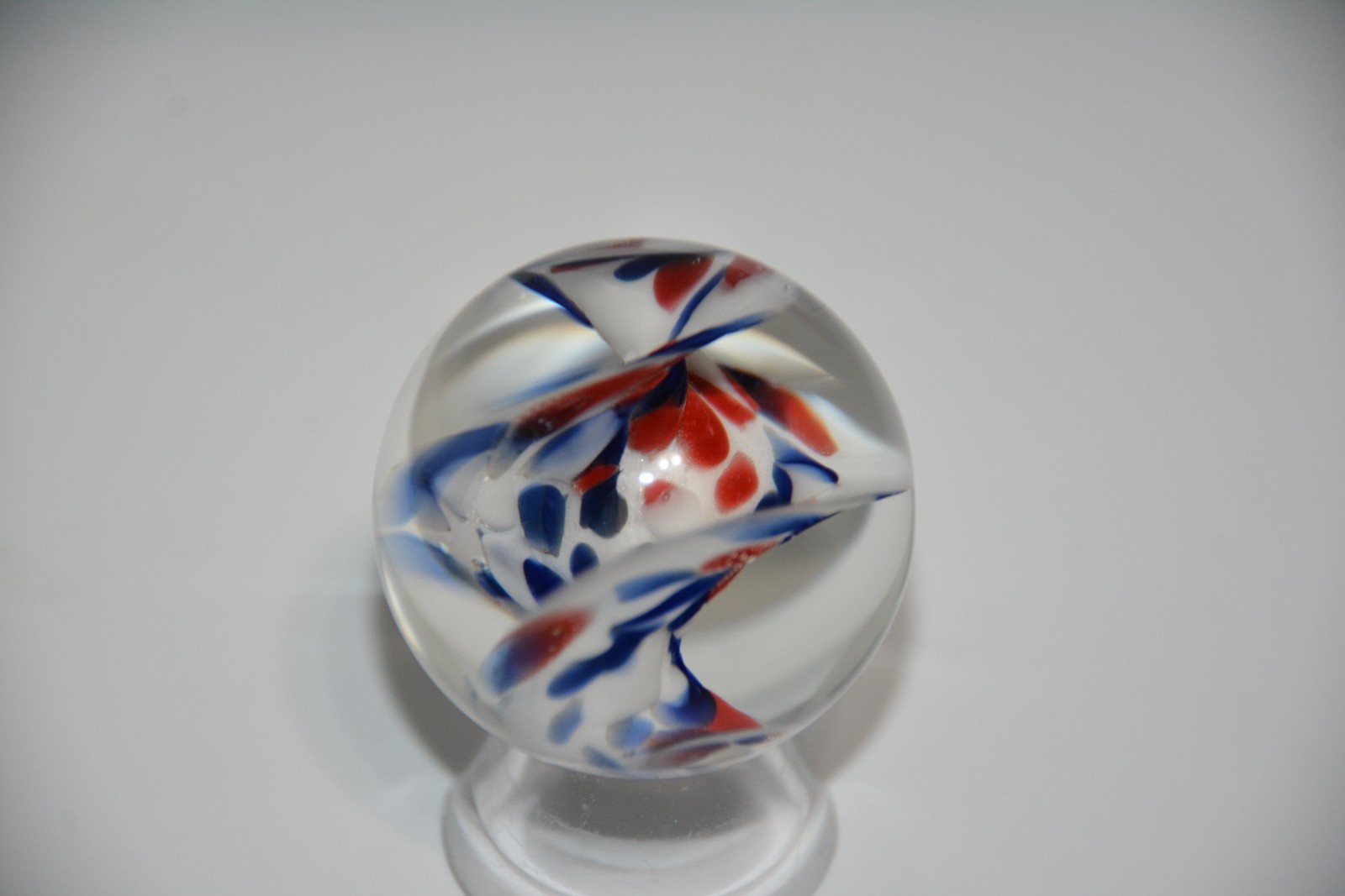 Contemporary art glass handmade borosilicate spiral marble 1.693 inches tall