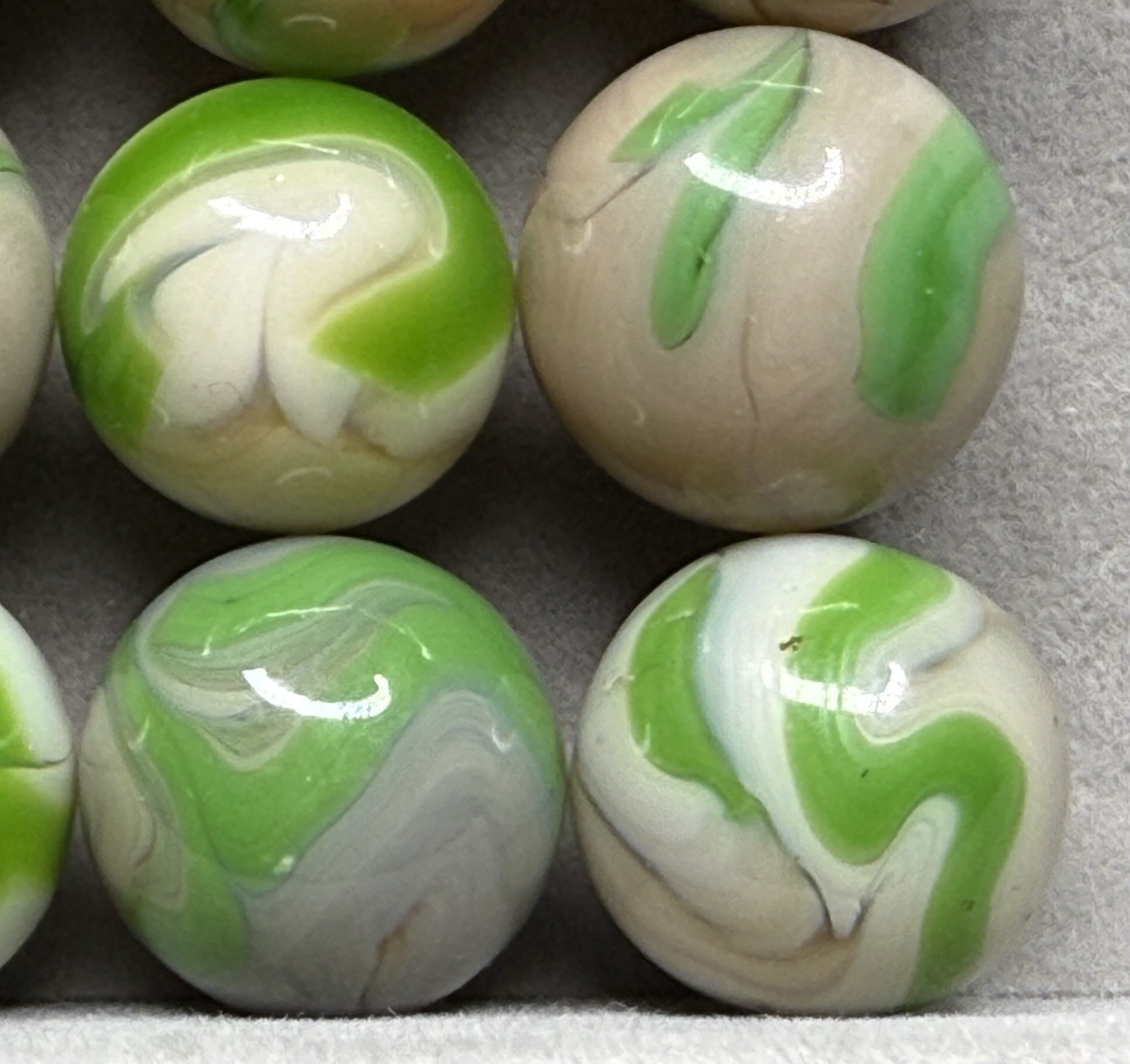 Lot Of 18 Alley St Mary’s Swirl Marbles .58” To .64” NM(+)