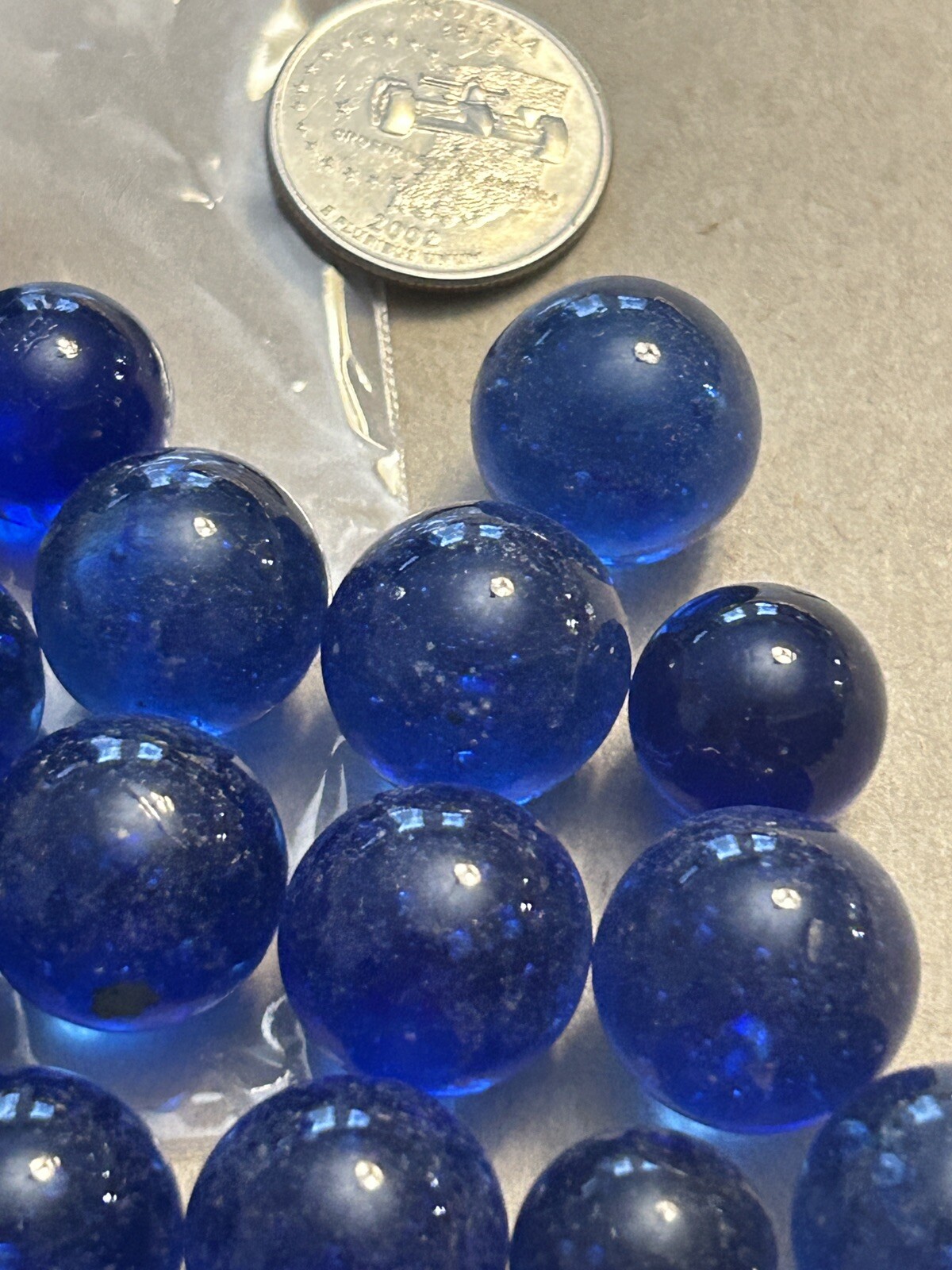 Vintage Marbles Lot Of 25 Dark Blue Glass Lot 385