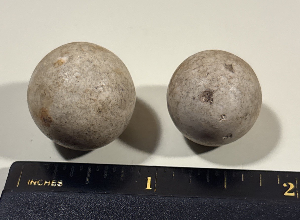 Antique 19th Century French Clay Marbles Lot Of 2