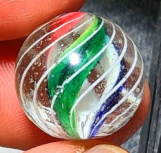 21/32″ Early Precision Caged Bold Coloured Triple Divided Core German Marbles MM