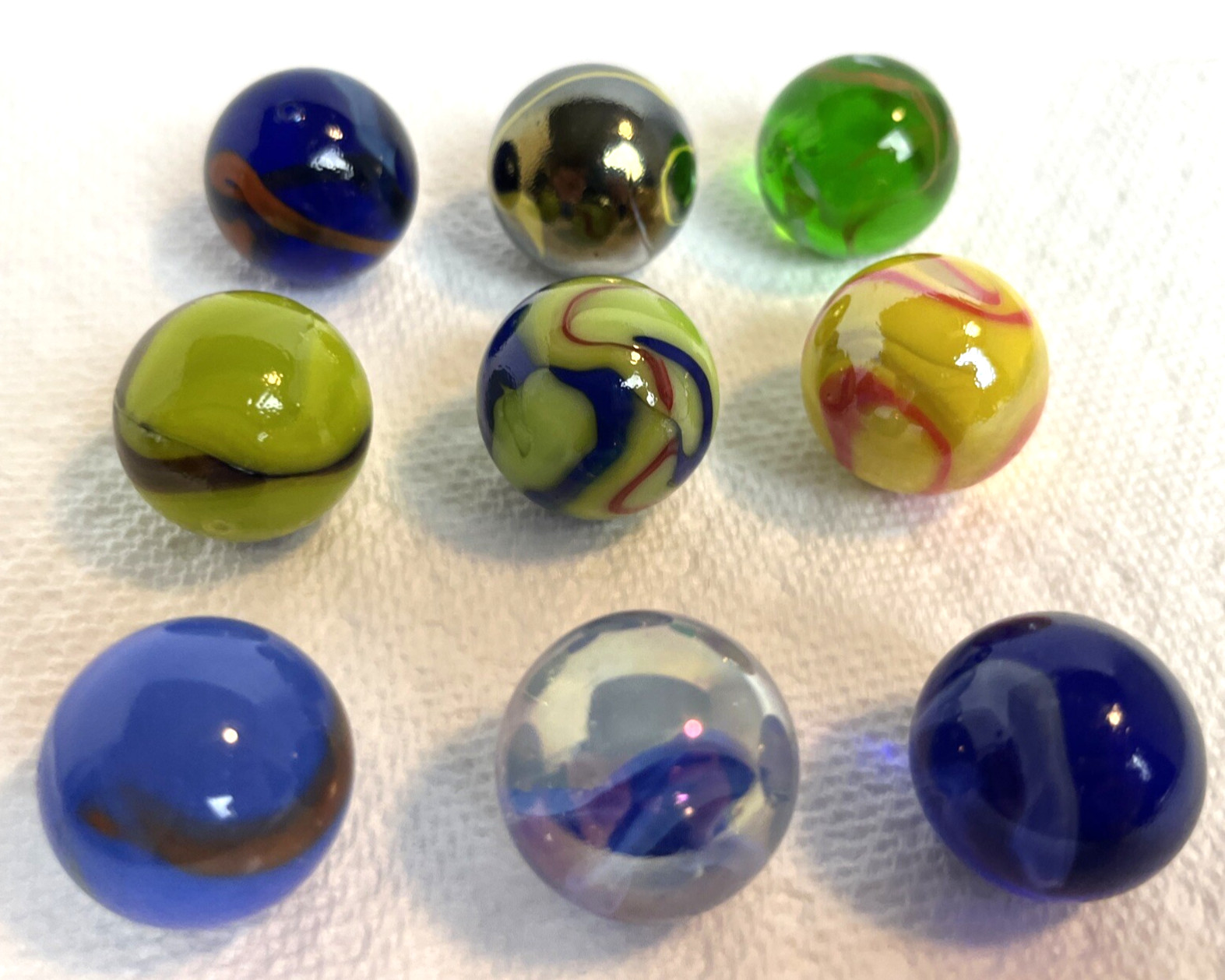 Glass Marbles Multicolored 9pc Set Lot