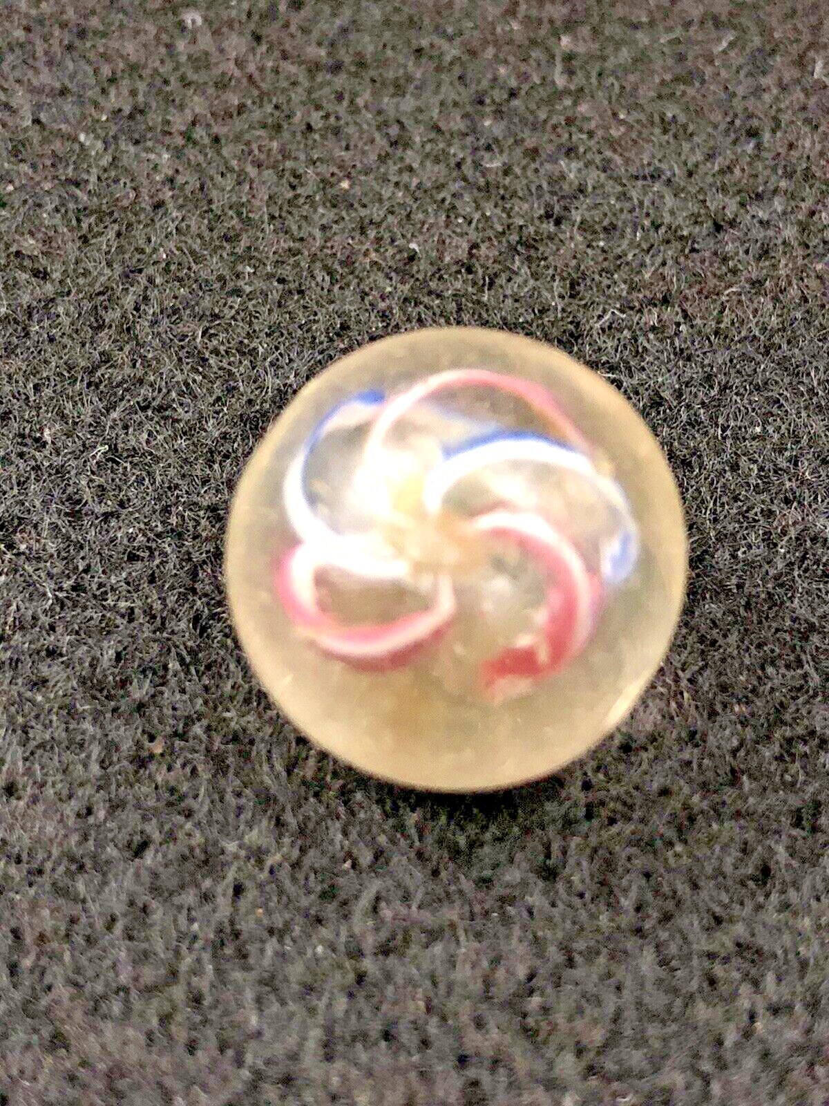 1800s GERMAN YELLOW ENCASED LATTICINIO VTG HANDMADE MARBLE 21/32″ NM SWIRL