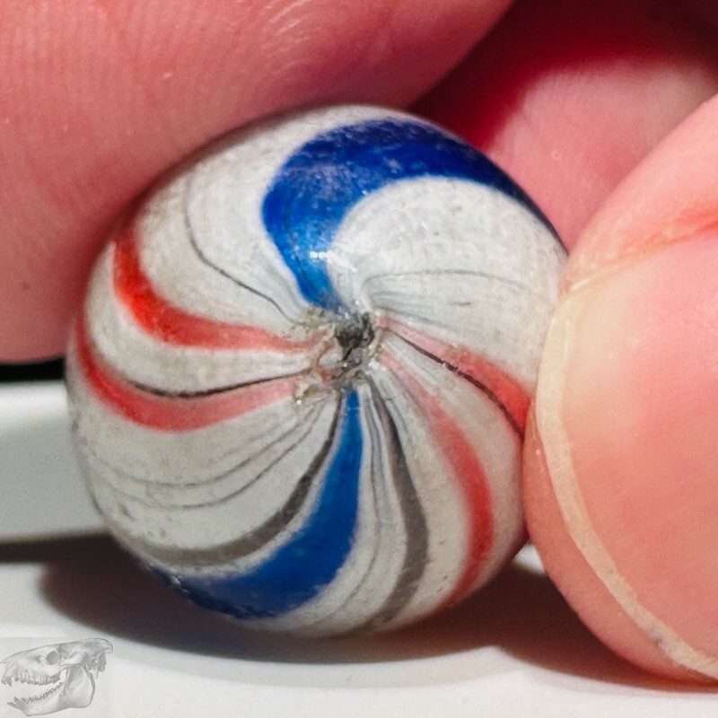 Handmade Peppermint Swirl Marble, 11/16 in, Germany, 1860-1920, Near Mint, S816