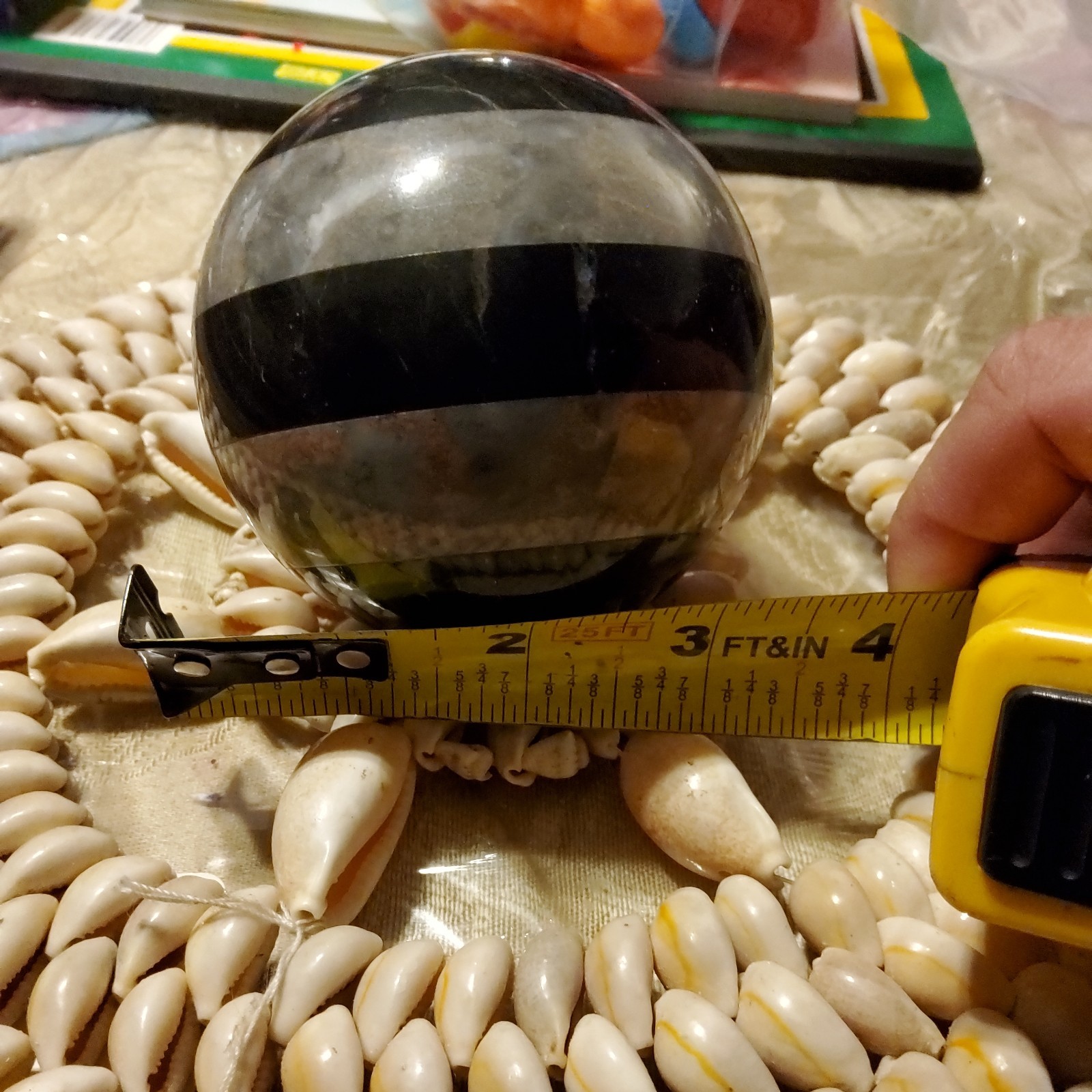 Genuine Large 4″ Multi-Layered Marble Decorative Ball, (3lbs+)