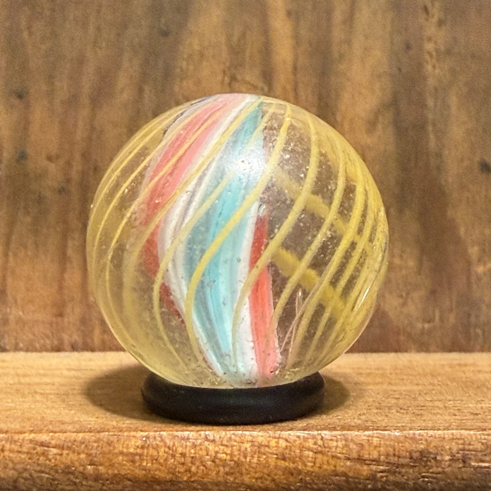 Antique German Handmade Caged Solid Core Shooter Marble 25/32” Near Mint | 329