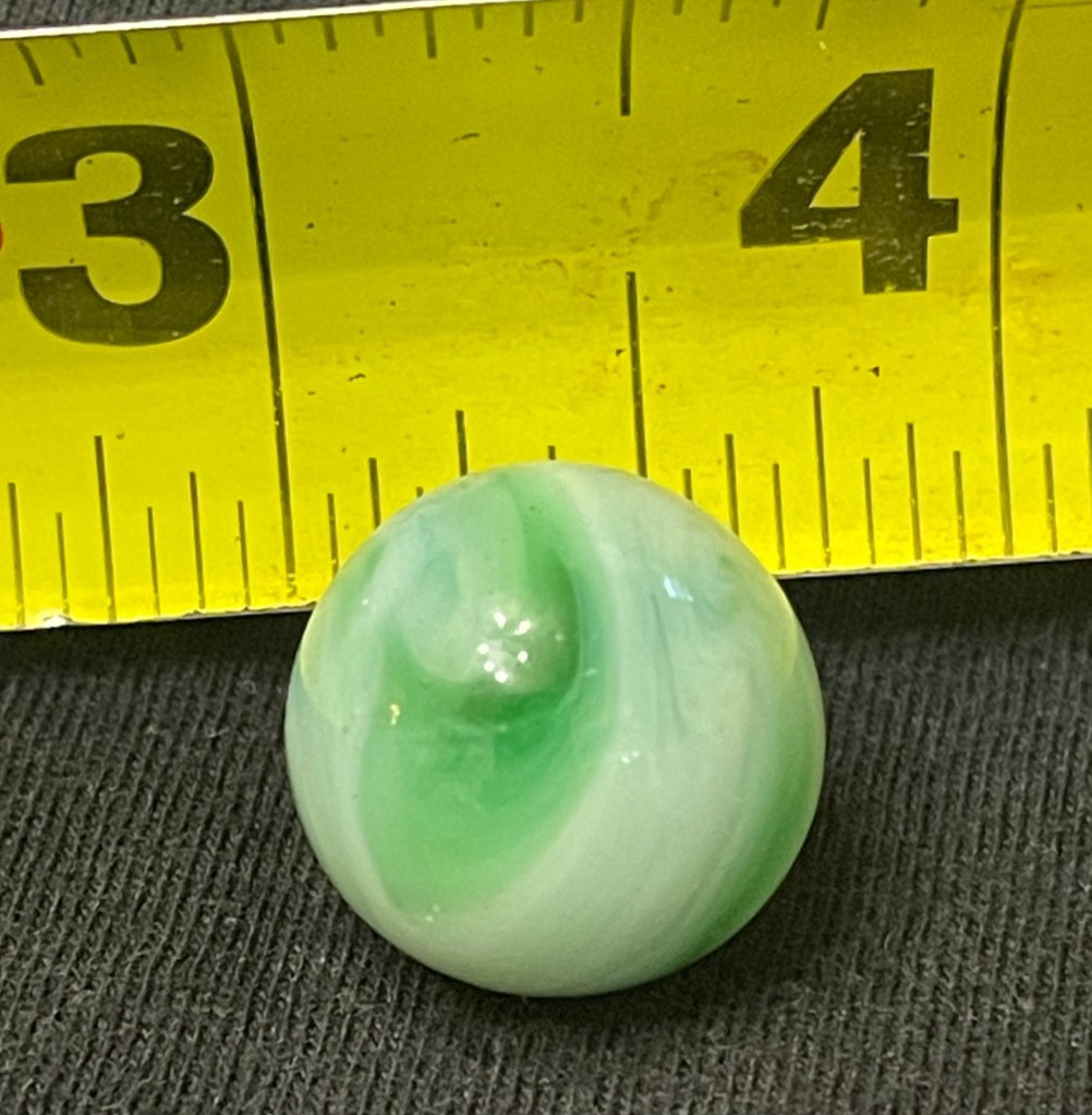 RAVENSWOOD/ALLEY AGATE CO. ‘Blue Green & White Swirl’ .57″ Vintage Marble