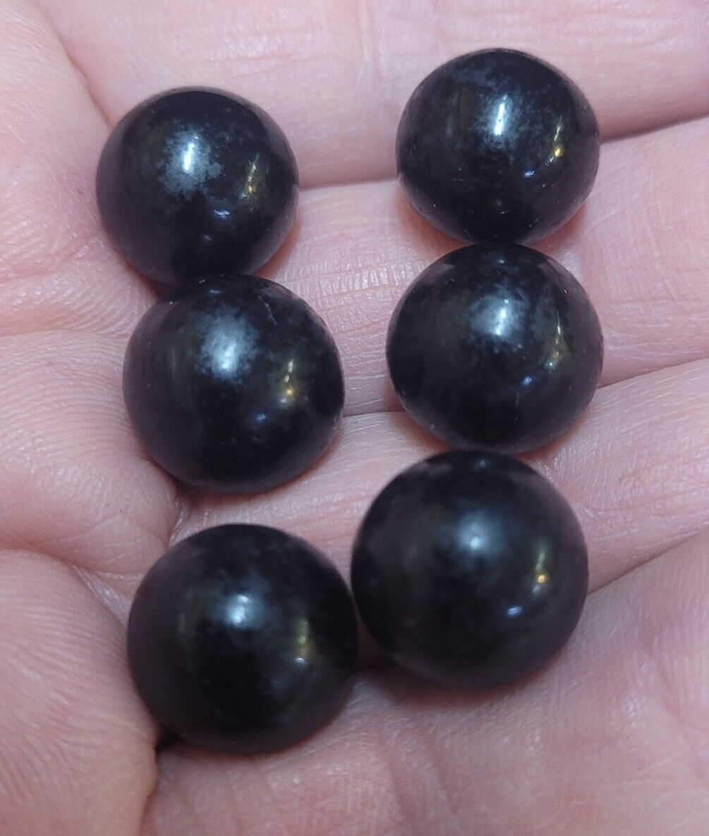 Lot of (6) Pcs. Antique Vintage Old Marbles Dark Red/Black Glass Approx. 1/2″