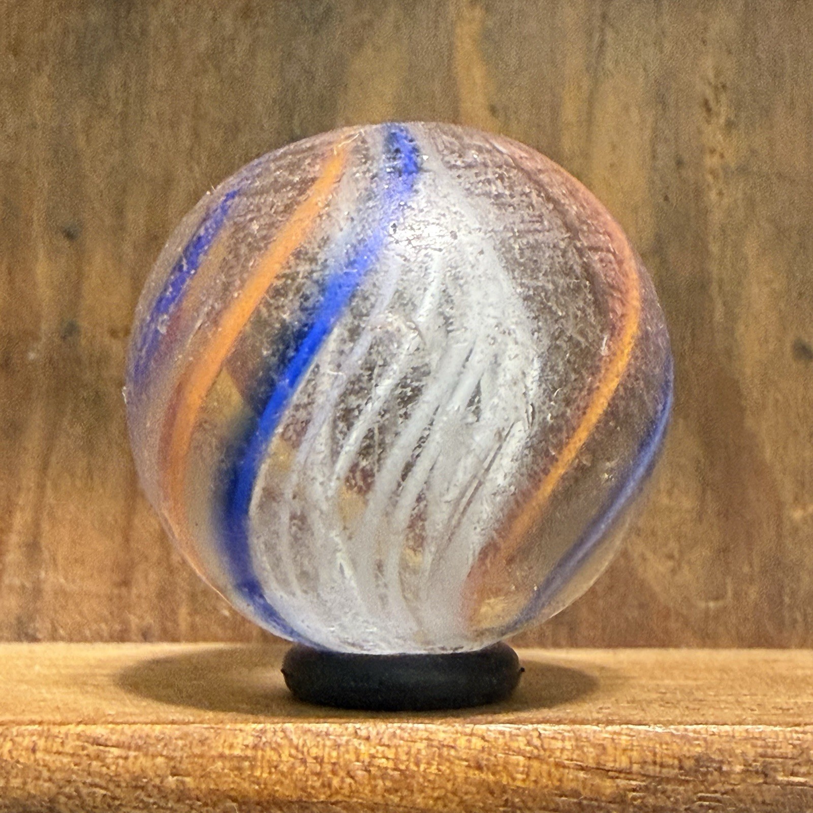 Antique German Handmade Latticinio Core Swirl Marble 29/32” Good(+) | 275