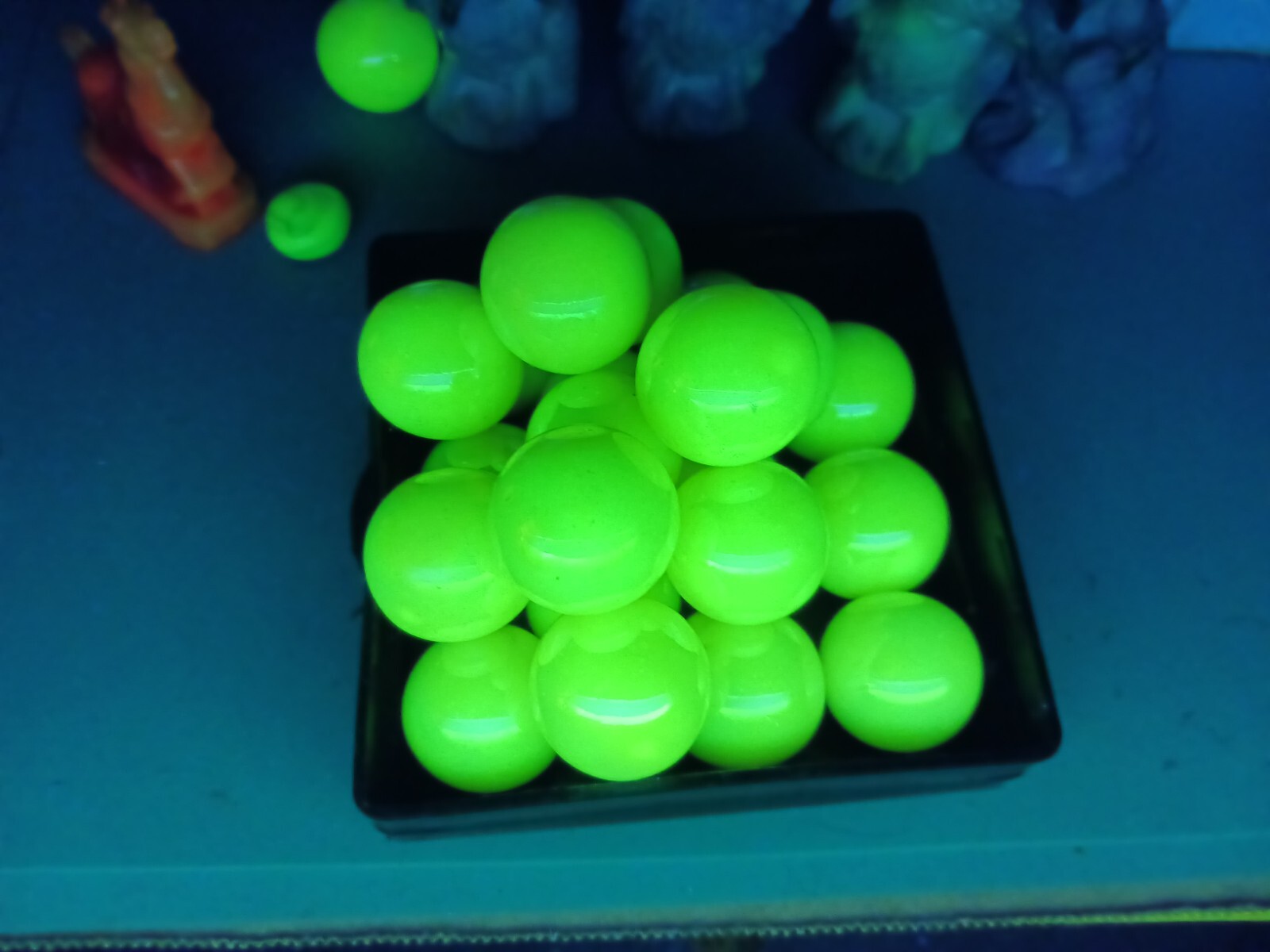 ART GLASS MARBLE/.979″VASELINE URANIUM BLACKLIGHT ABALONE SHOOTER GLOWS GREEN