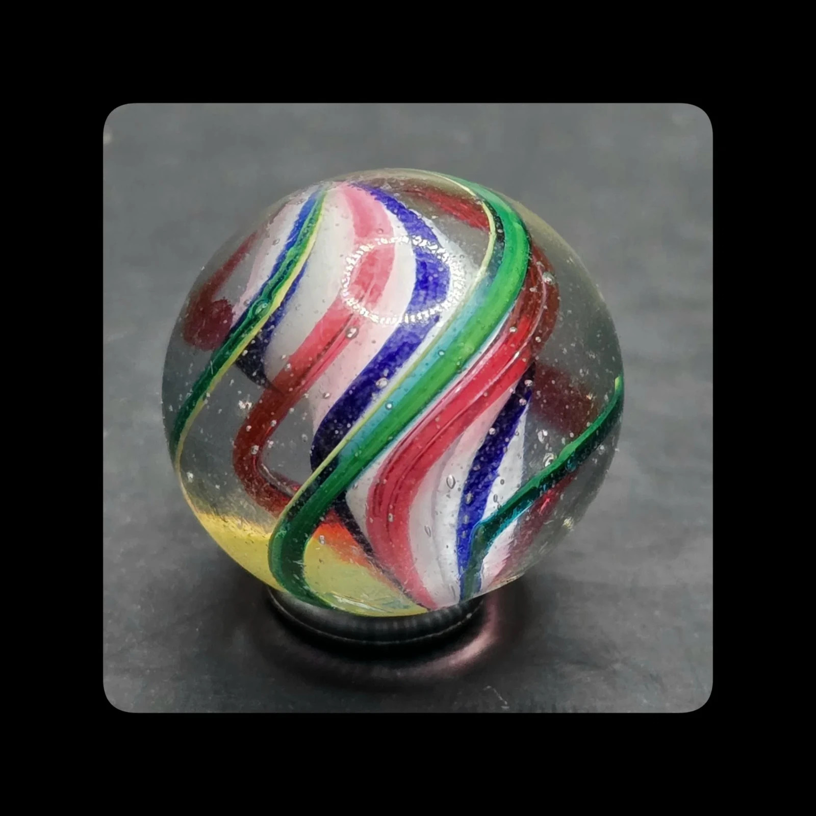 ~Mic’sMibs~3/4″ Early Faceted, 3 stage Solid Core swirl Shooter Mint- 9.0