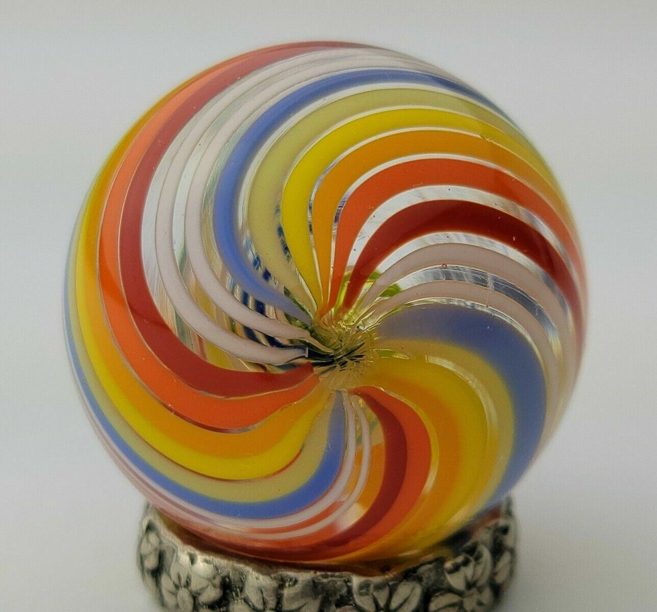 Handmade Contemporary Art Glass Rainbow Shooter Marble 1.17″ Diameter Jody Fine?