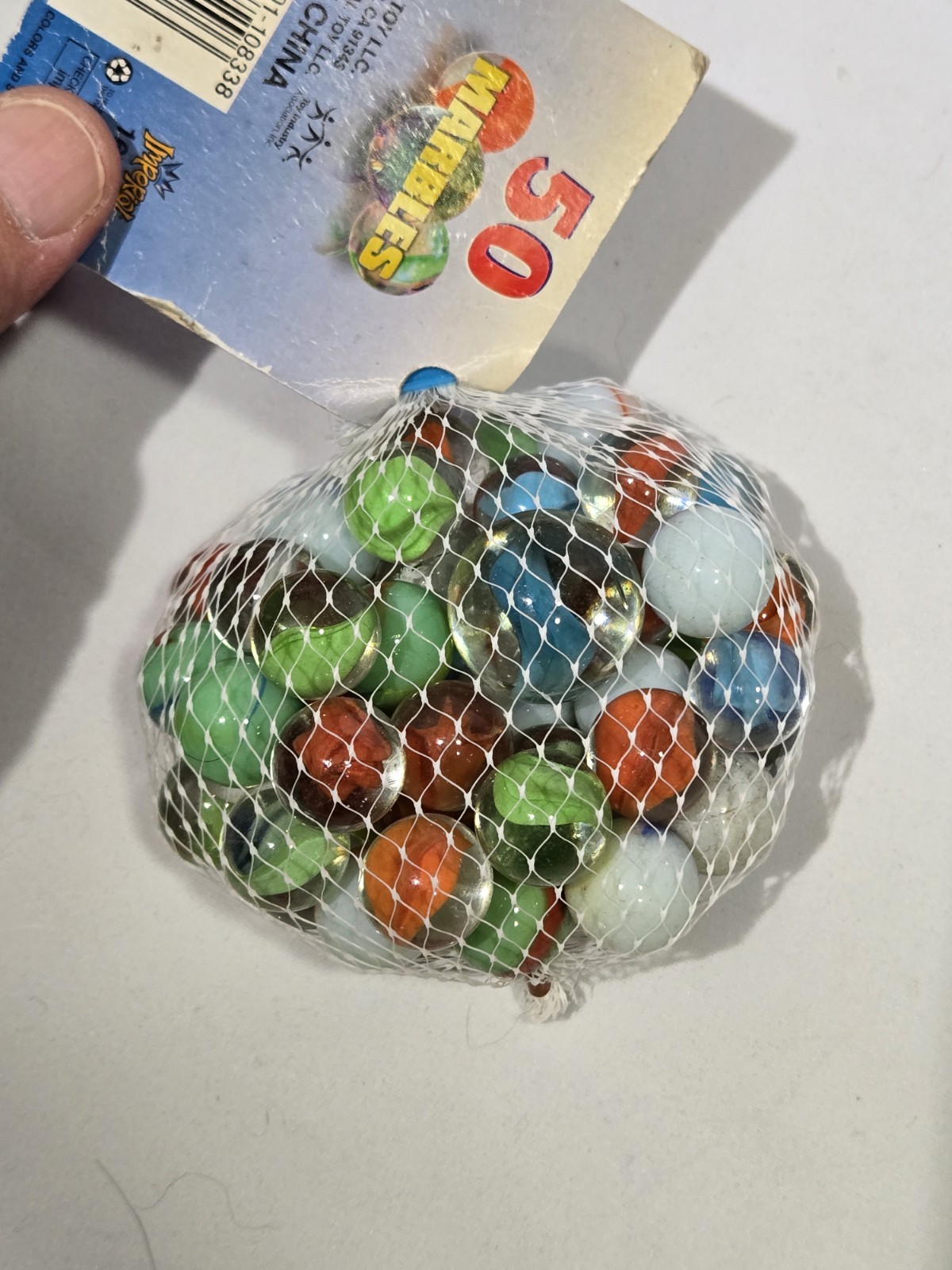 New Imperial Toy Marbles 50 Pack w/ Super Shooter Glass Marbles Mesh Bag 16729