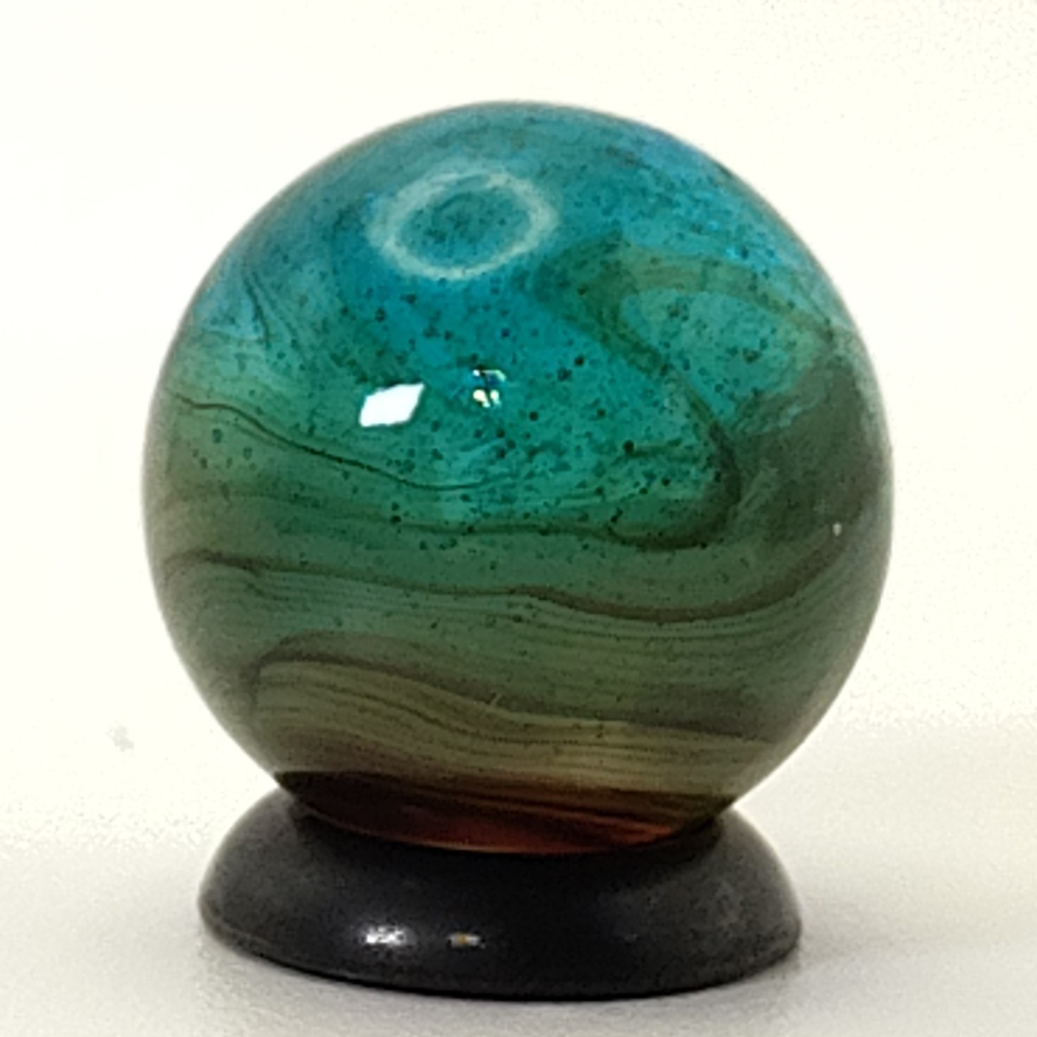 5/8″ VTG Vitro Agate Aquamarine Patch Marble w/oxblood? Great Marble!