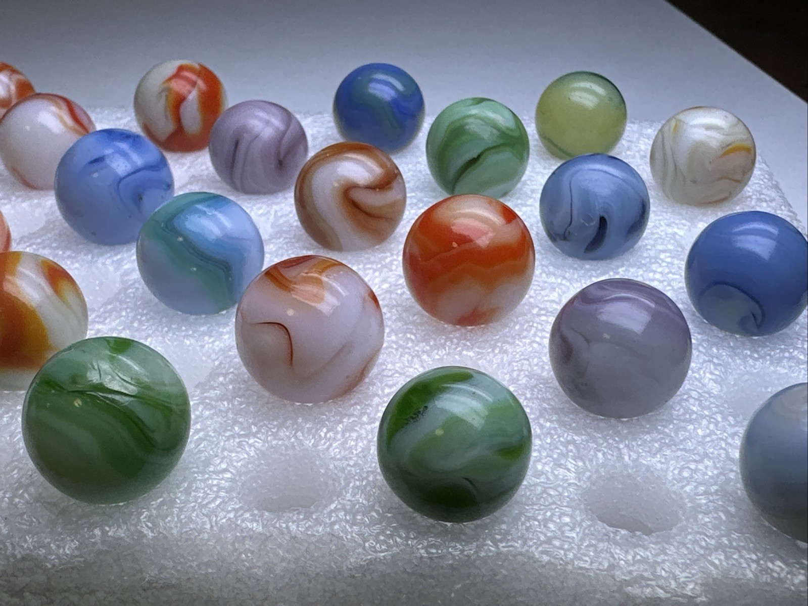 199 Lot Of 30 Vintage Heaton Agate Swirl Marbles!
