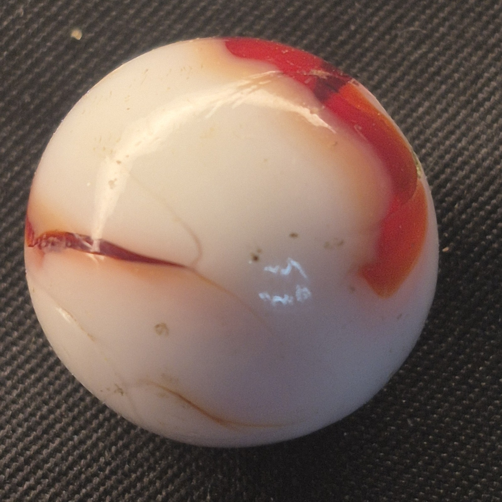 Vintage Akro Agate Oxblood Patch Marble 5/8″ .63 Green Bleed Flame Swirl VTG
