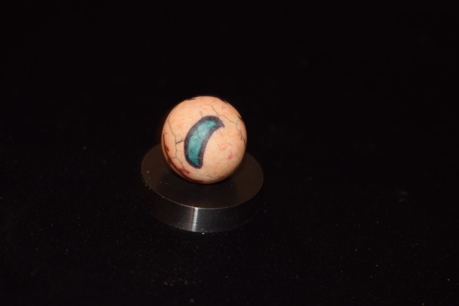 🐦➖⏩Antique Hand Painted Fired Hard Clay 🍆Plant Art Marble Size .703=45/64=18mm