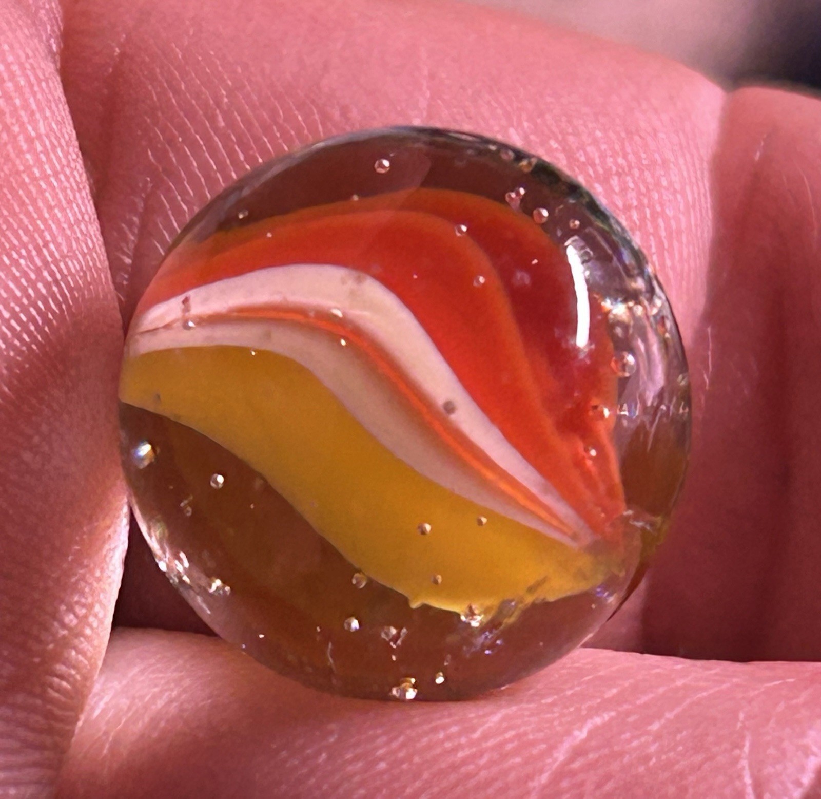 Vintage Vitro Agate 0.62″ Six Vein Cats Eye Marble Tri Color Near Mint!