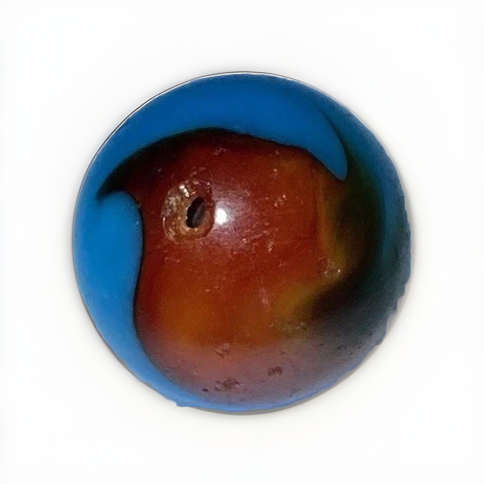 Vintage Peltier Glass Burnt Spiderman Ribbon Marble