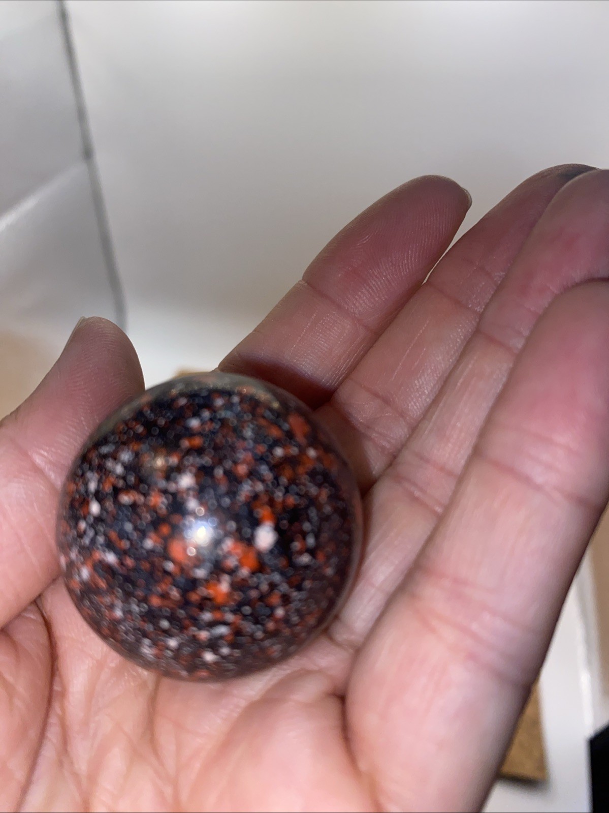 Large CONFETTI Glass Marble Boulder SHOOTER – Black & Multi-Colored